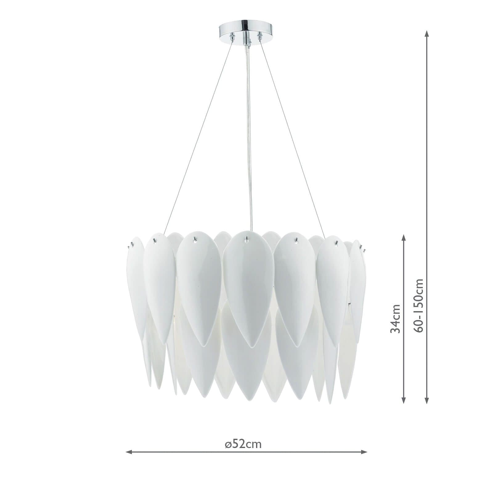 dar lighting Phillipa 3 Light Pendant White Ceramic PHI032