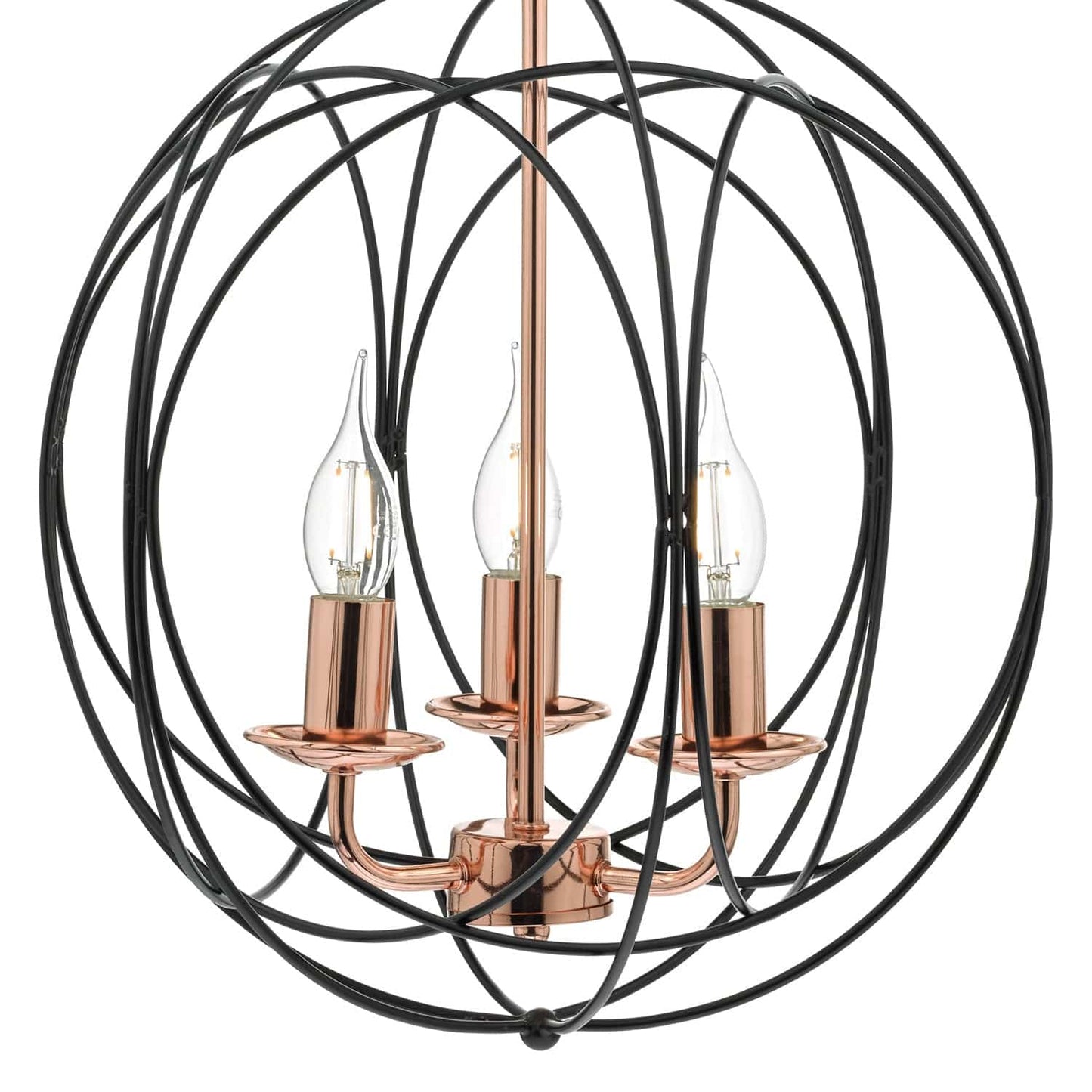 dar lighting Phoenix 3 Light Pendant Black & Copper PHO0322