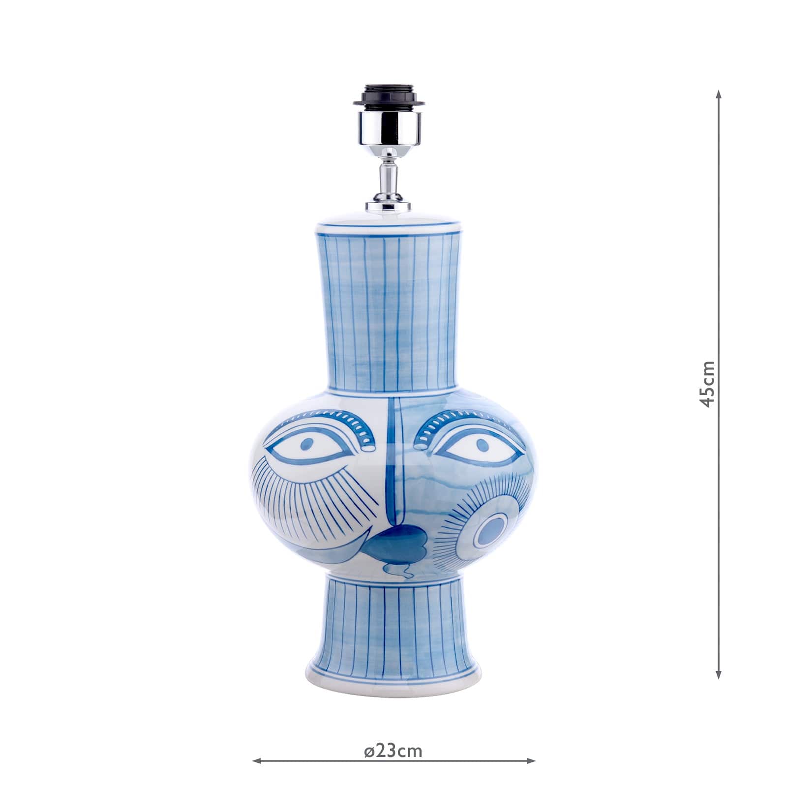 dar lighting Picasso Large Ceramic Table Lamp Blue & White Face Print Base Only PIC4323