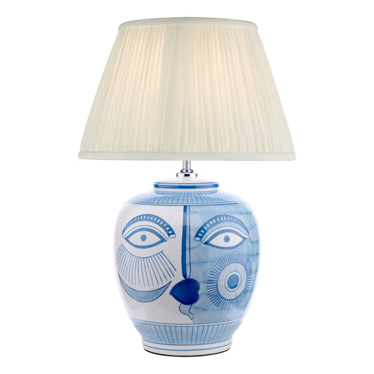 dar lighting Picasso Small Ceramic Table Lamp Blue & White Face Print Base Only PIC4123