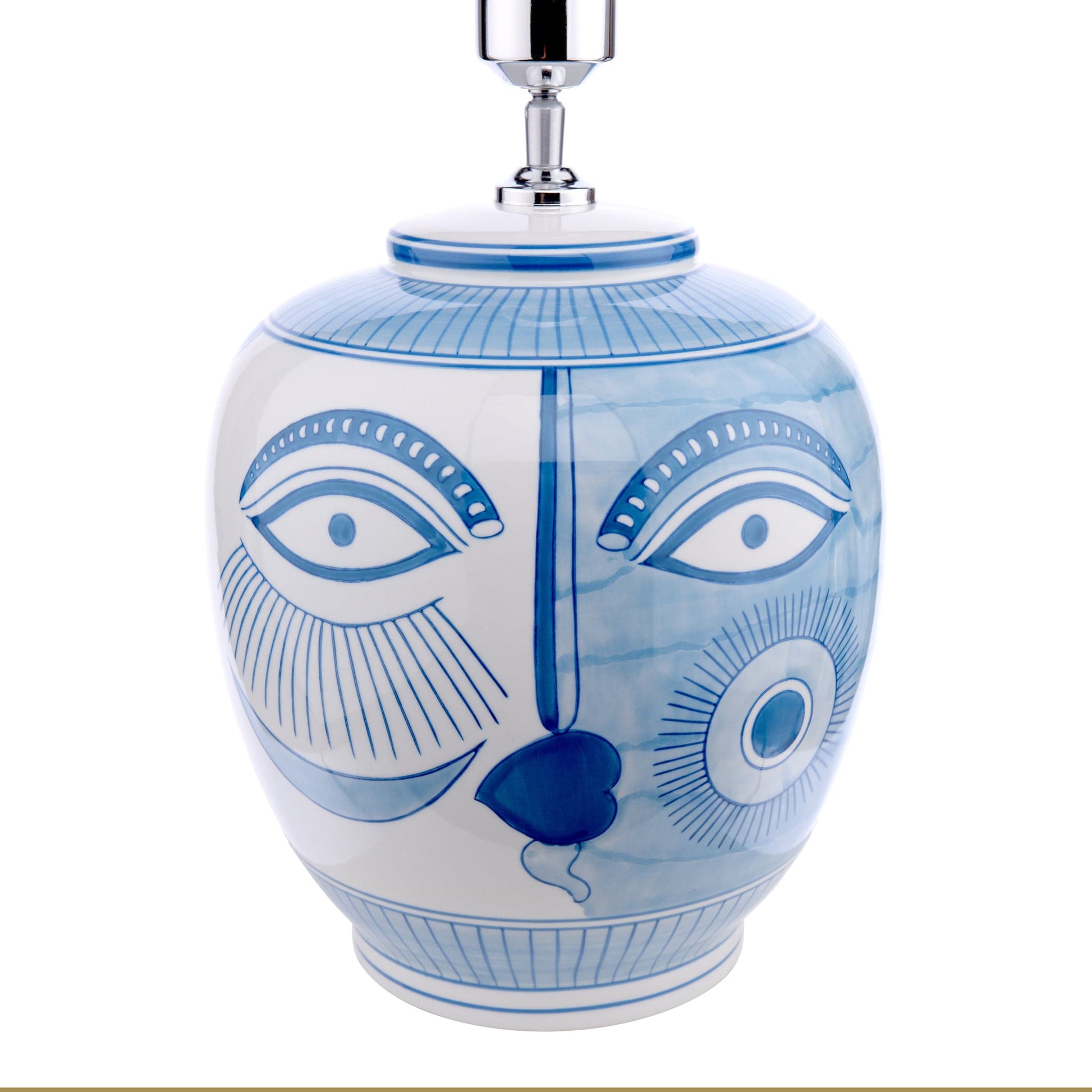dar lighting Picasso Small Ceramic Table Lamp Blue & White Face Print Base Only PIC4123