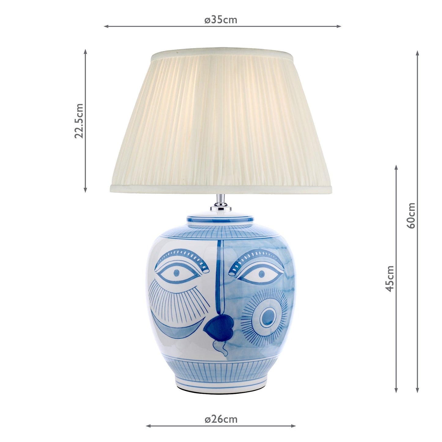 dar lighting Picasso Small Ceramic Table Lamp Blue & White Face Print Base Only PIC4123