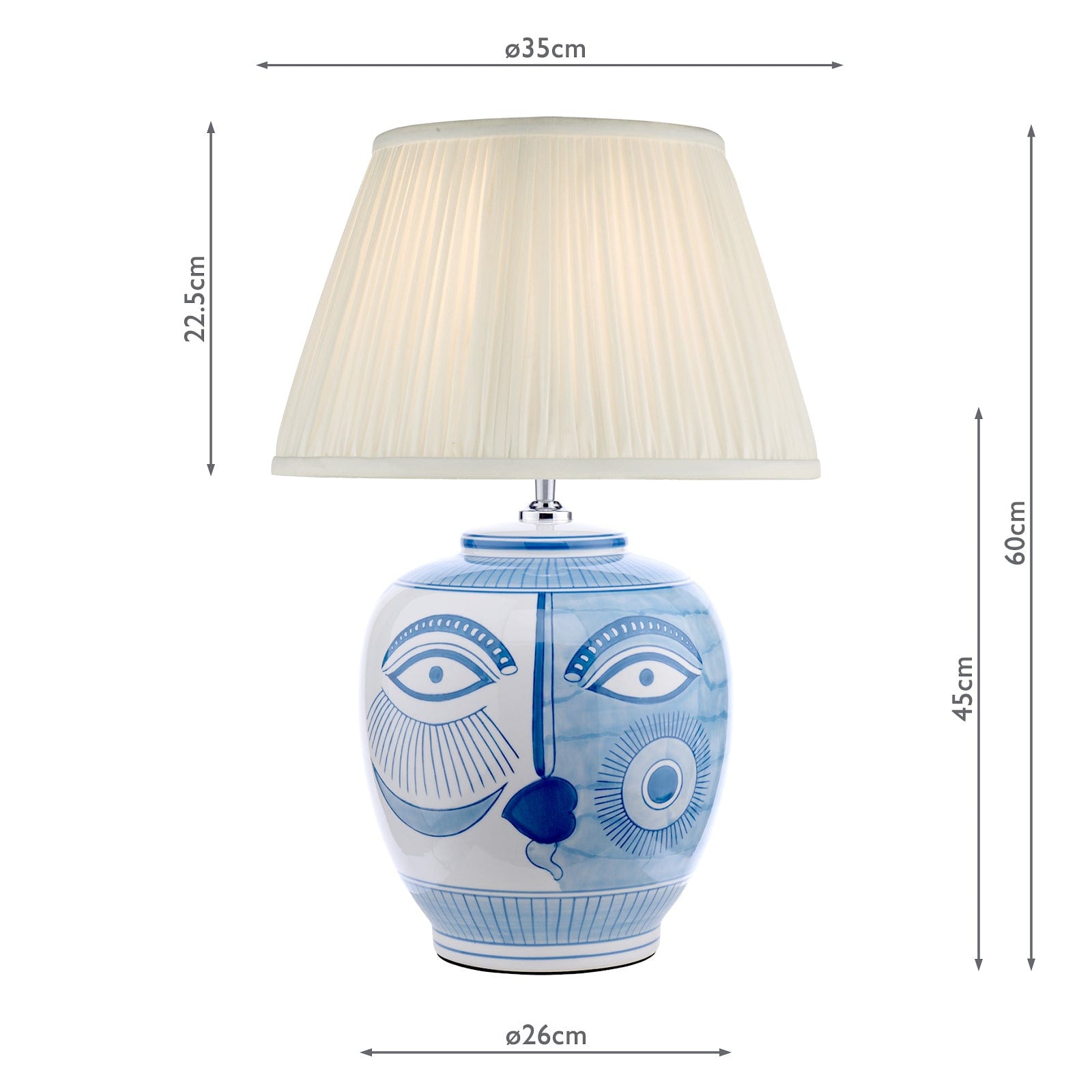 dar lighting Picasso Small Ceramic Table Lamp Blue & White Face Print Base Only PIC4123
