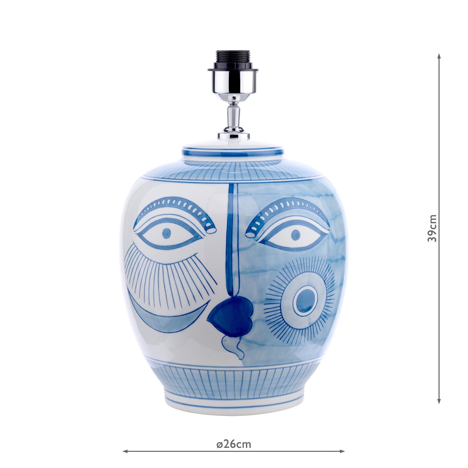 dar lighting Picasso Small Ceramic Table Lamp Blue & White Face Print Base Only PIC4123