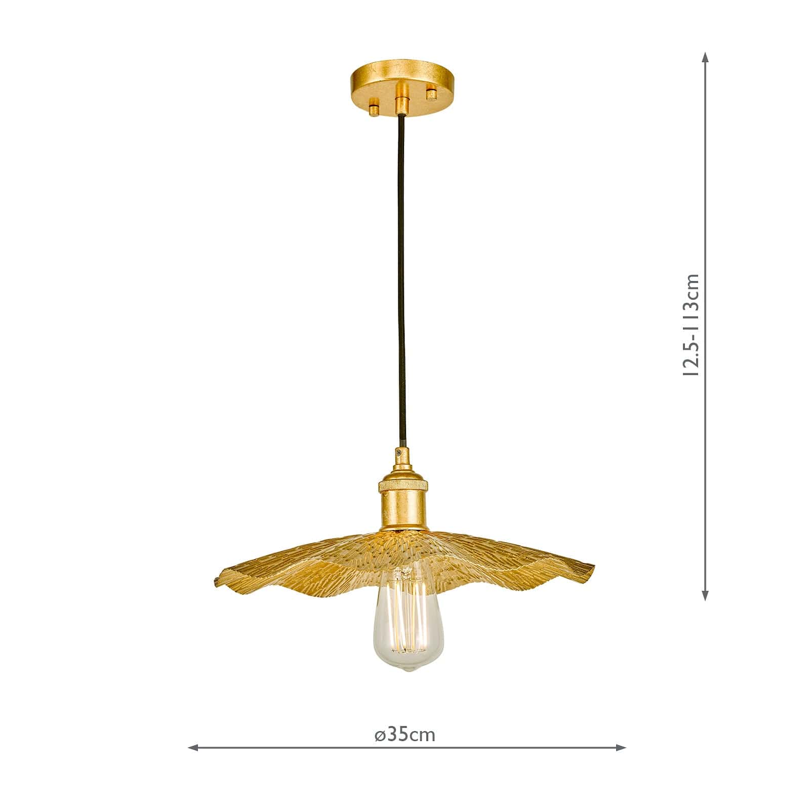 dar lighting Piper 1 Light Single Pendant Gold Leaf PIP0135