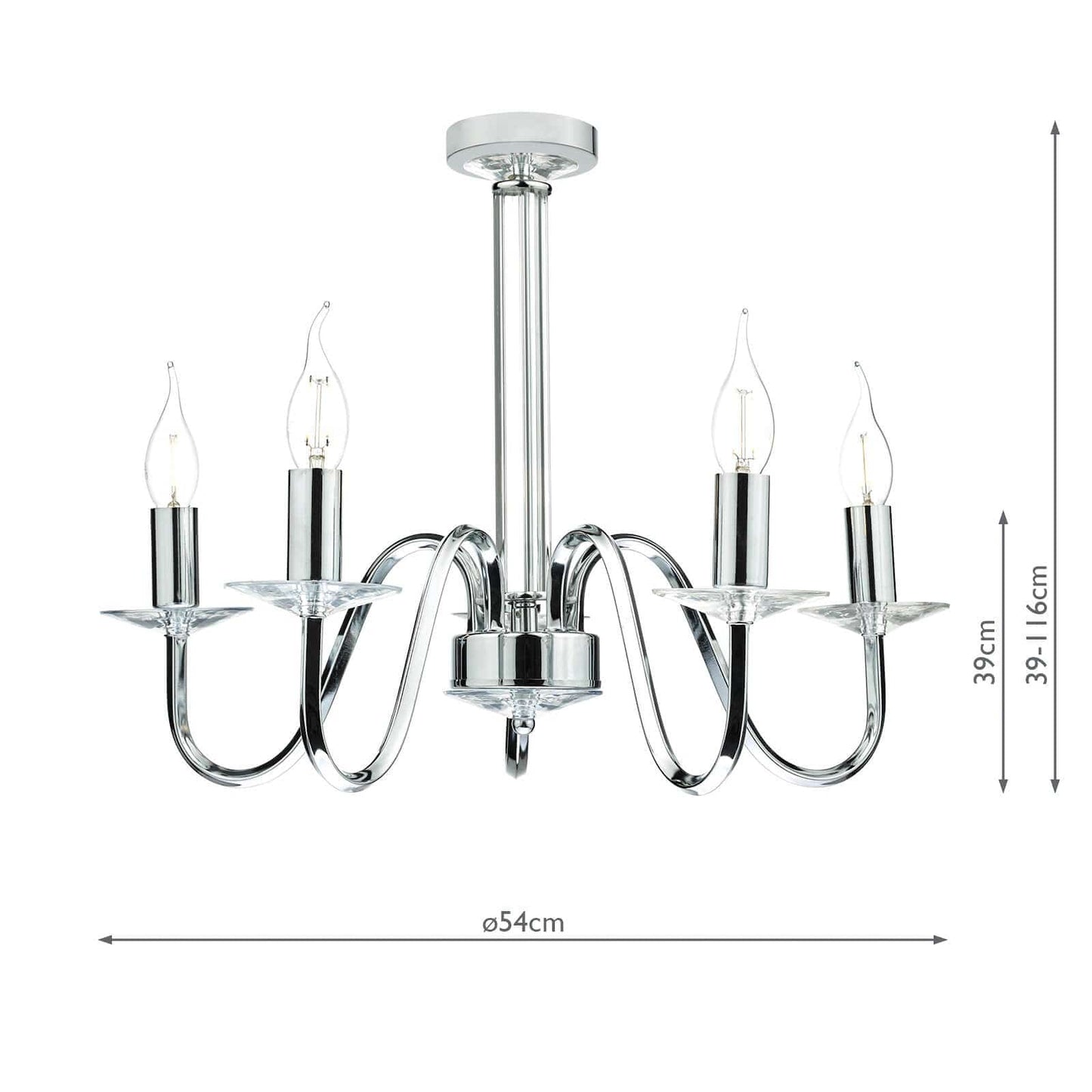 dar lighting Pique 5 Light Polished Chrome Clear Crystal Detail PIQ0550