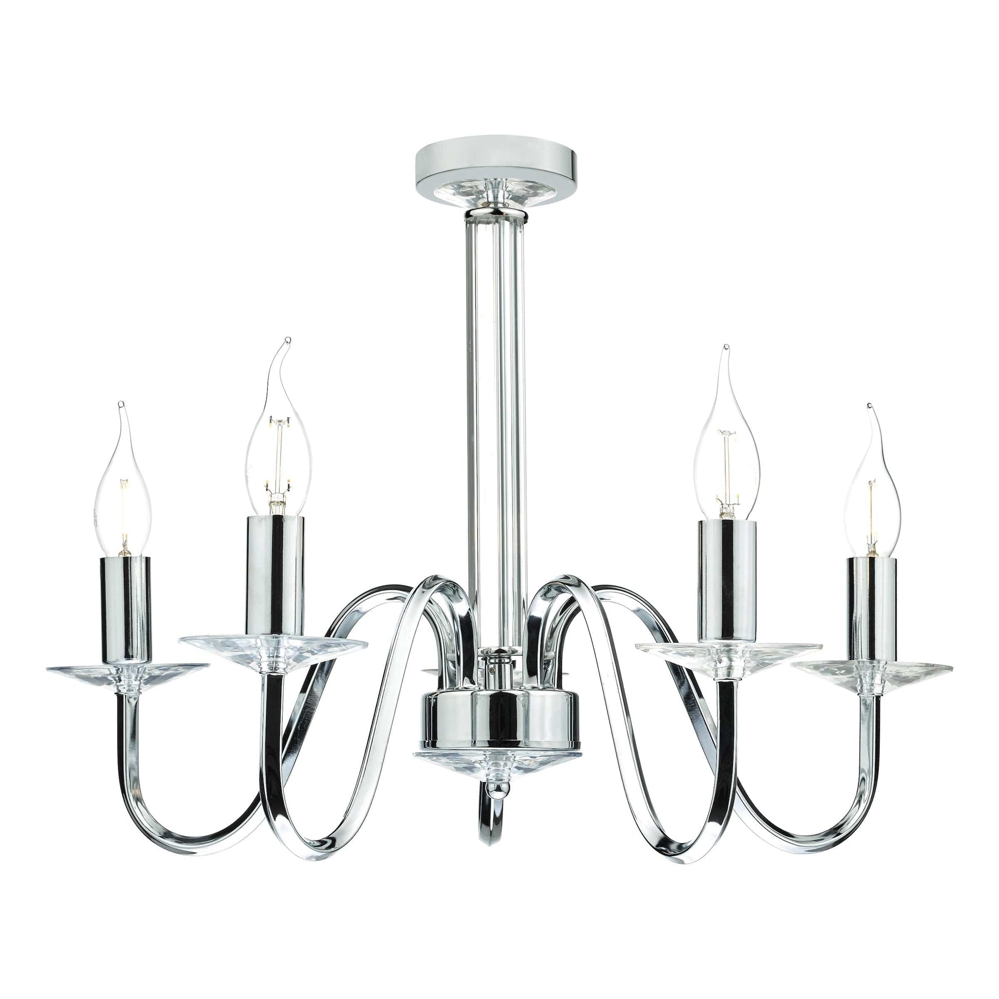 dar lighting Pique 5 Light Polished Chrome Clear Crystal Detail PIQ0550