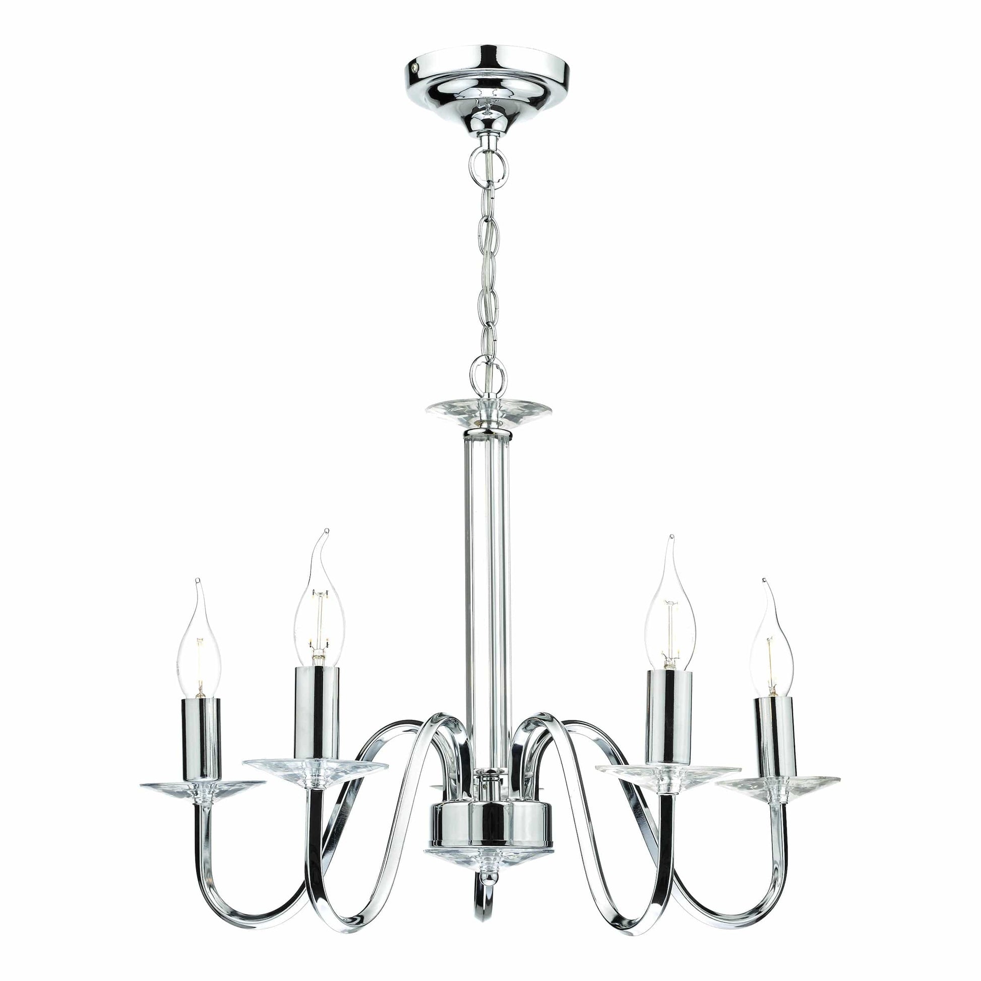 dar lighting Pique 5 Light Polished Chrome Clear Crystal Detail PIQ0550