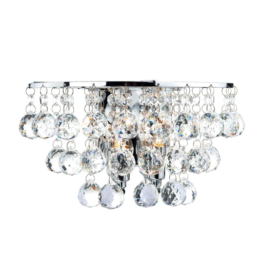 dar lighting Pluto 2 Light Wall Light Polished Chrome Crystal PLU0950