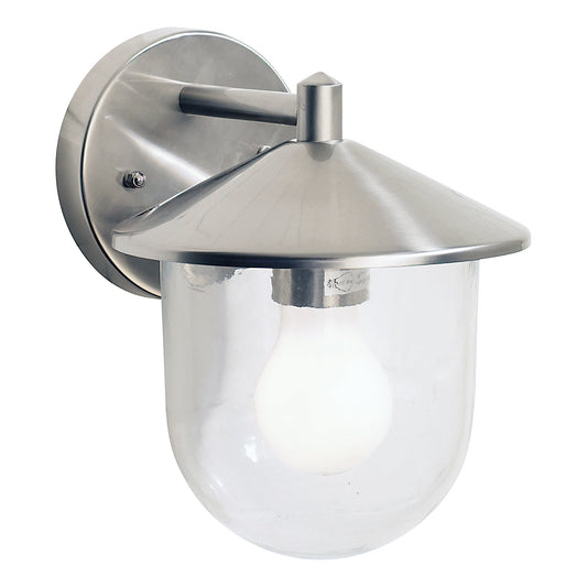 dar lighting Poole Outdoor Wall Light Stainless Steel Glass IP44 POO1544