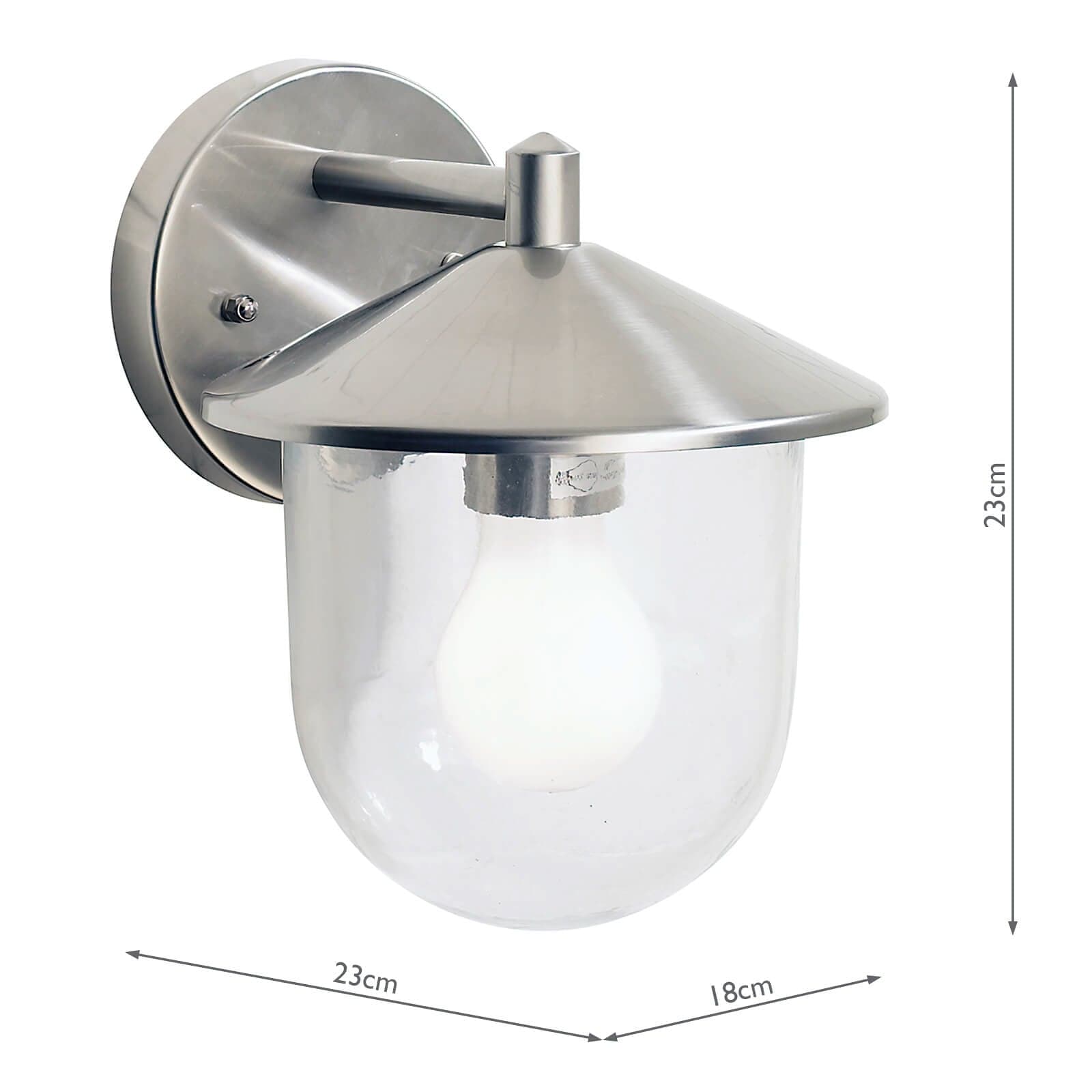 dar lighting Poole Outdoor Wall Light Stainless Steel Glass IP44 POO1544