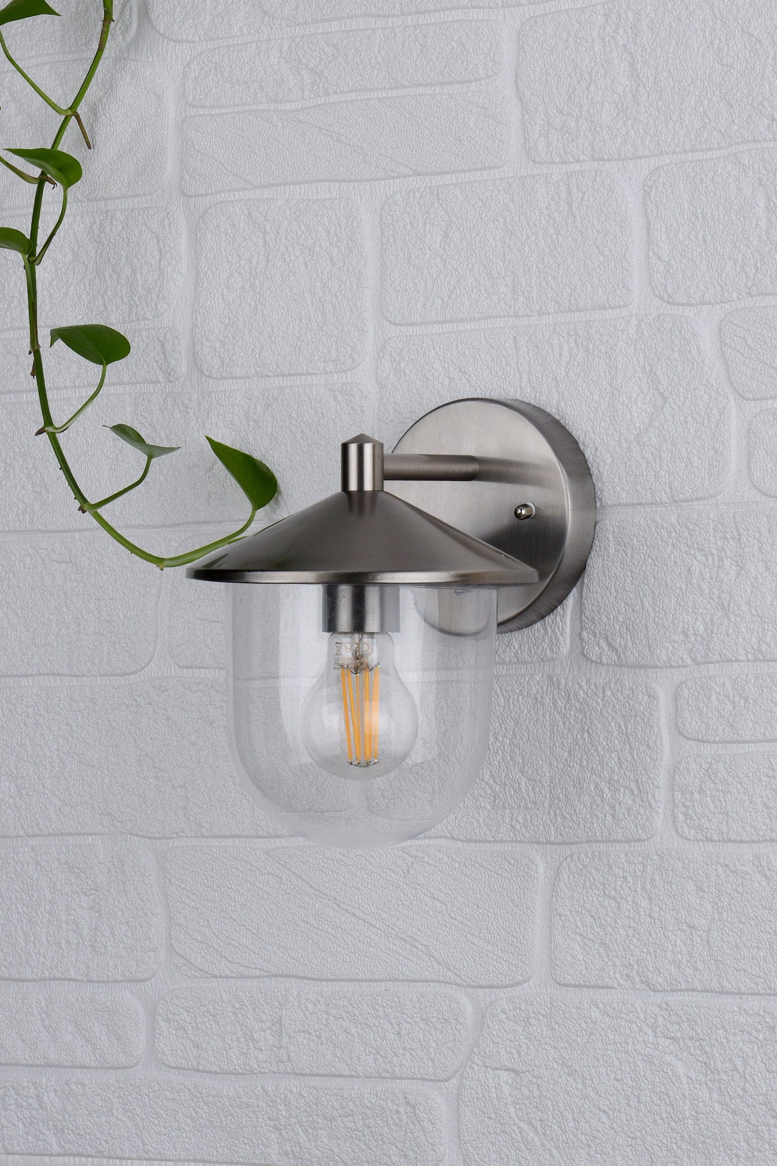 dar lighting Poole Outdoor Wall Light Stainless Steel Glass IP44 POO1544