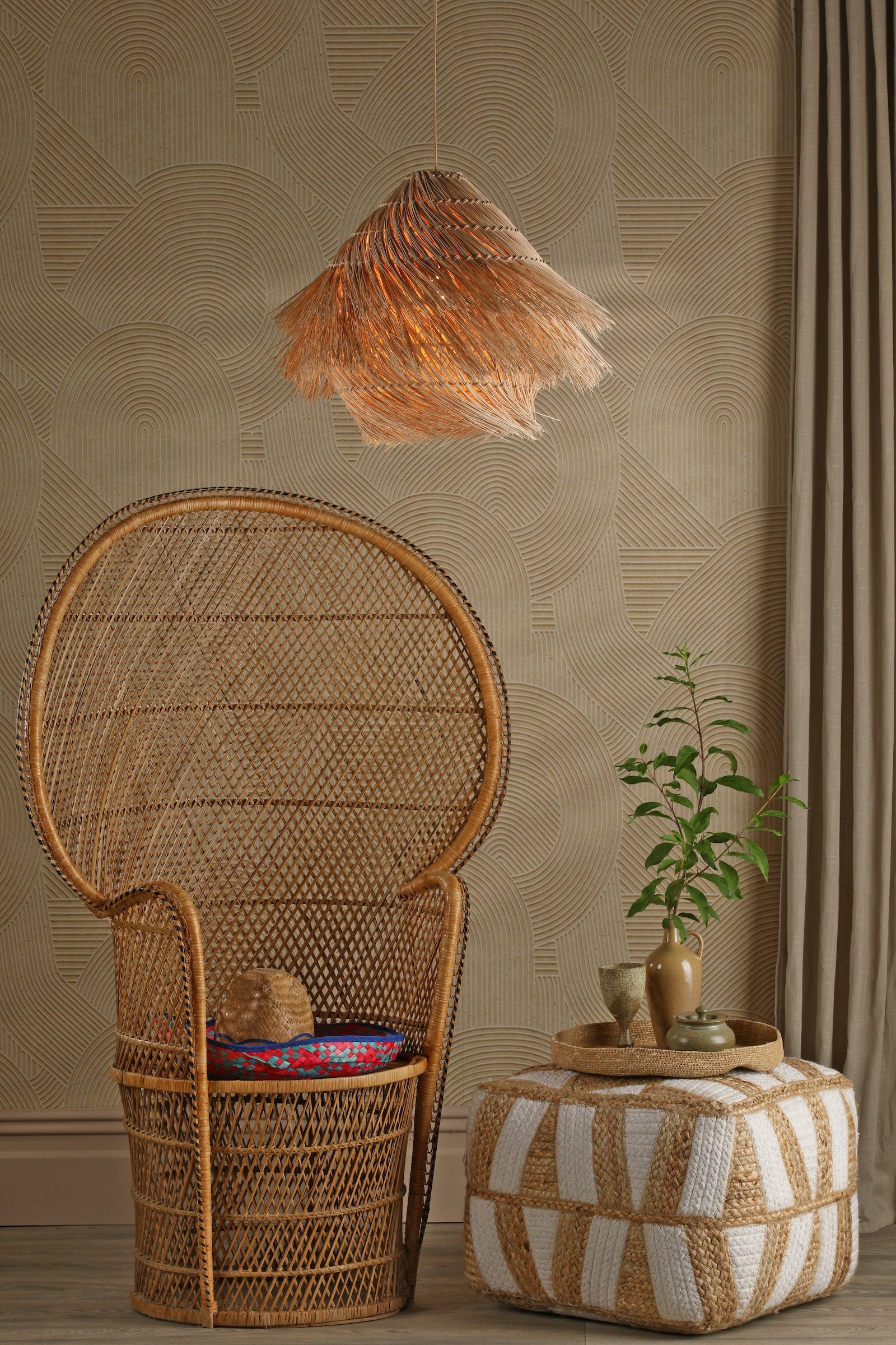 dar lighting Preveli Pendant woven Rattan PRE0129