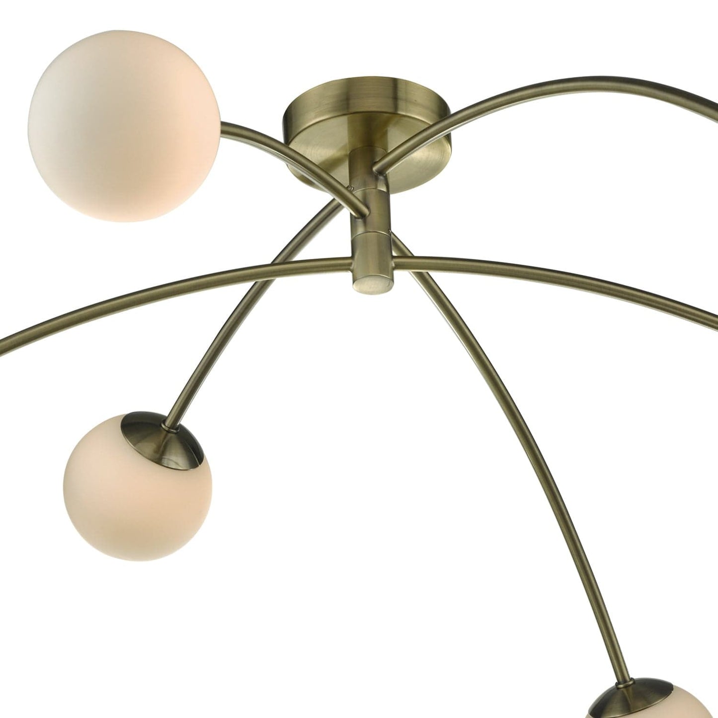 dar lighting Puglia 6 Light Semi Flush Antique Brass Opal Glass PUG6475