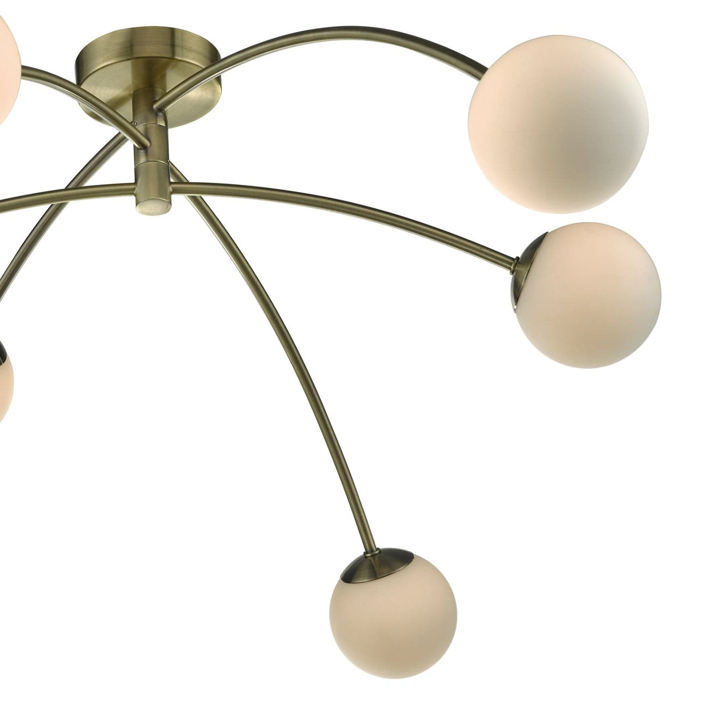 dar lighting Puglia 6 Light Semi Flush Antique Brass Opal Glass PUG6475