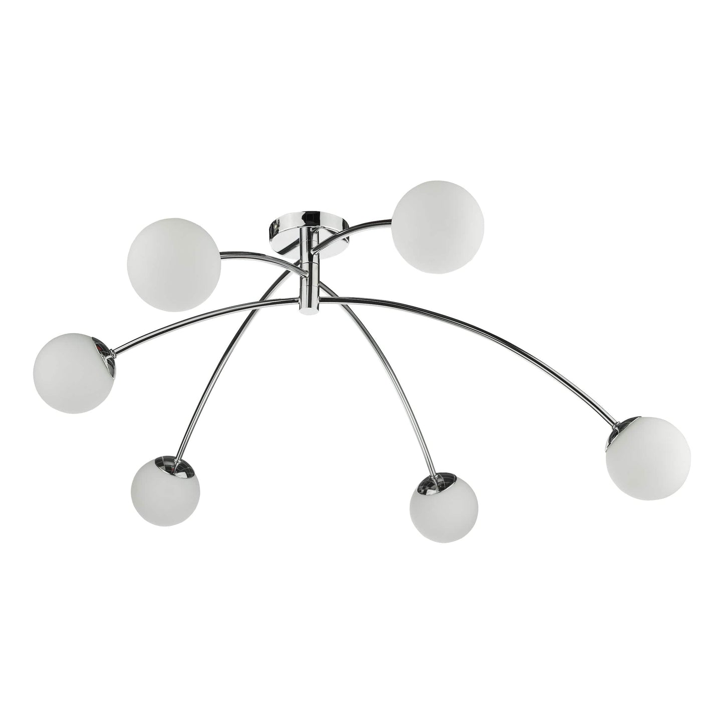 dar lighting Puglia 6lt Semi Flush Polished Chrome Opal Glass PUG6450