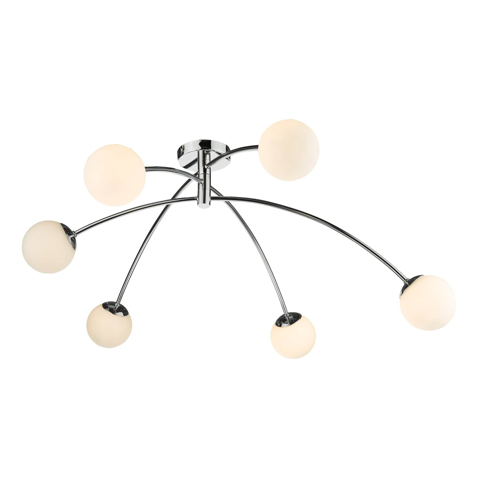 dar lighting Puglia 6lt Semi Flush Polished Chrome Opal Glass PUG6450