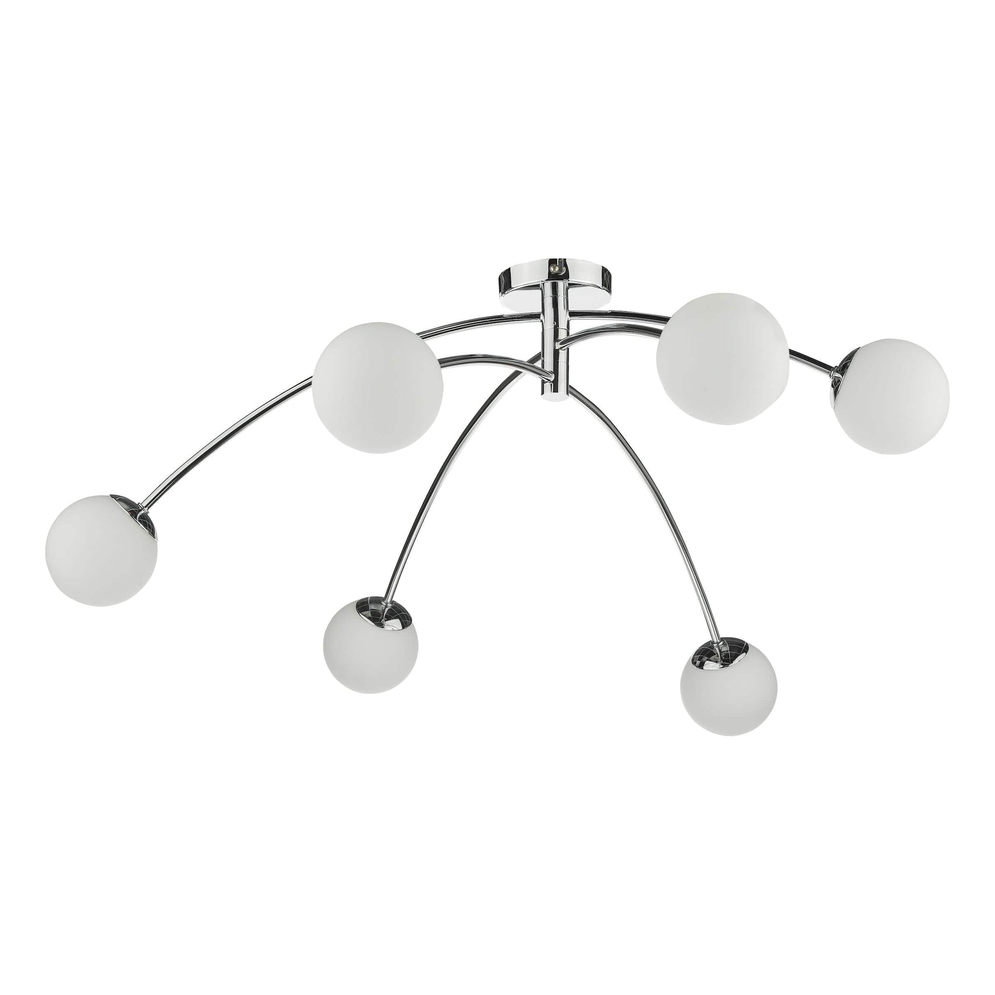 dar lighting Puglia 6lt Semi Flush Polished Chrome Opal Glass PUG6450