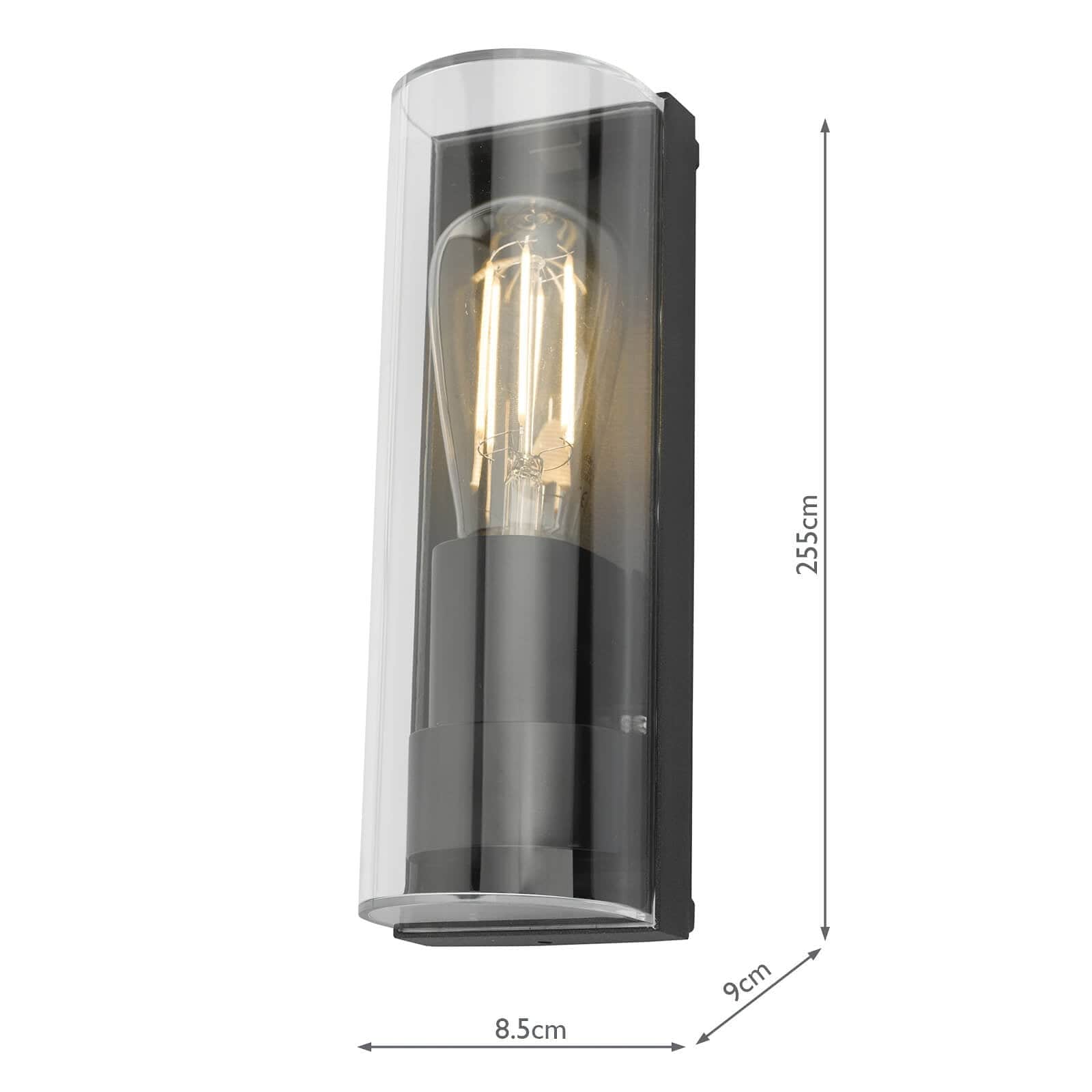 dar lighting Quenby Outdoor Wall Light Matt Grey Acrylic IP65 QUE1639