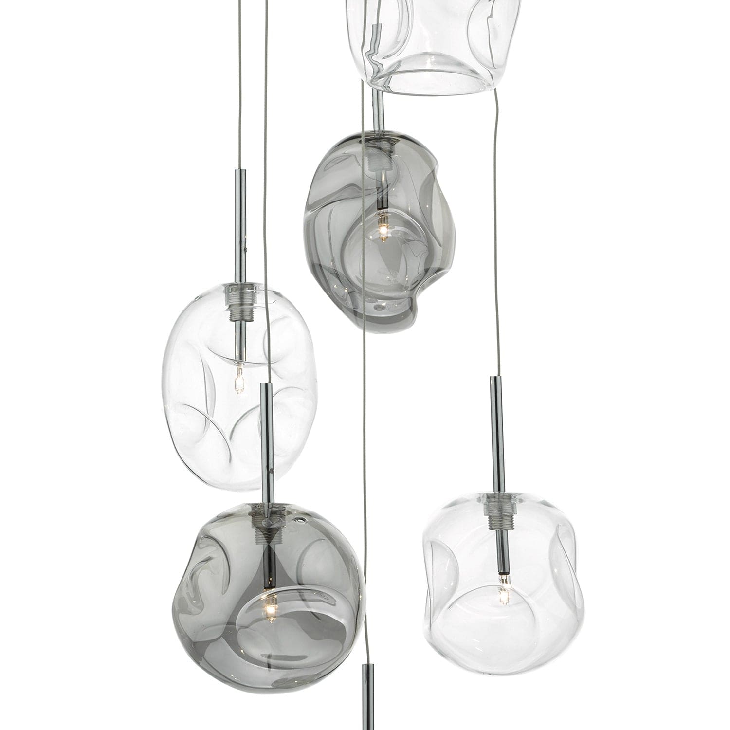 dar lighting Quinn 6 Light Cluster Pendant Smoked & Clear Glass QUI6410