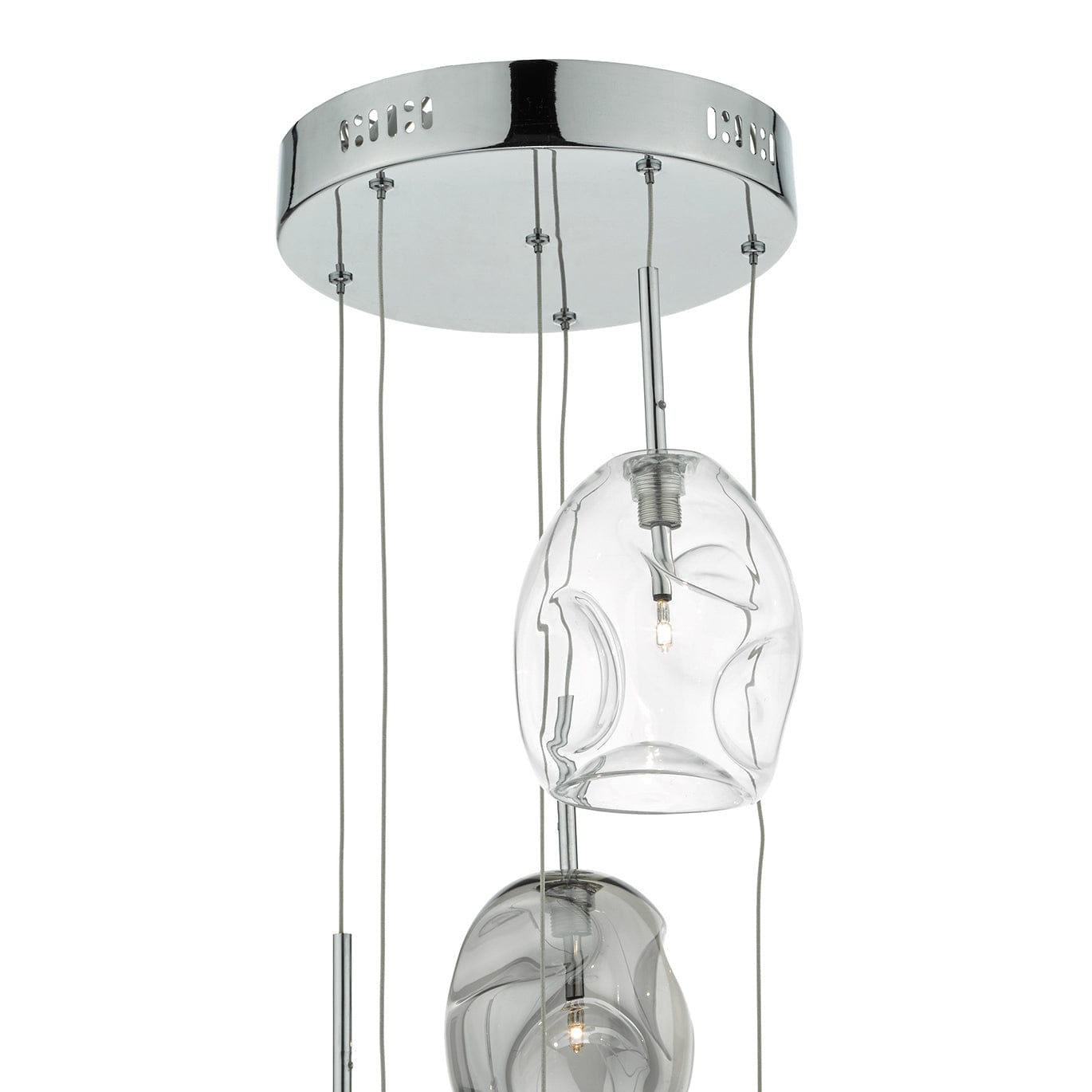 dar lighting Quinn 6 Light Cluster Pendant Smoked & Clear Glass QUI6410