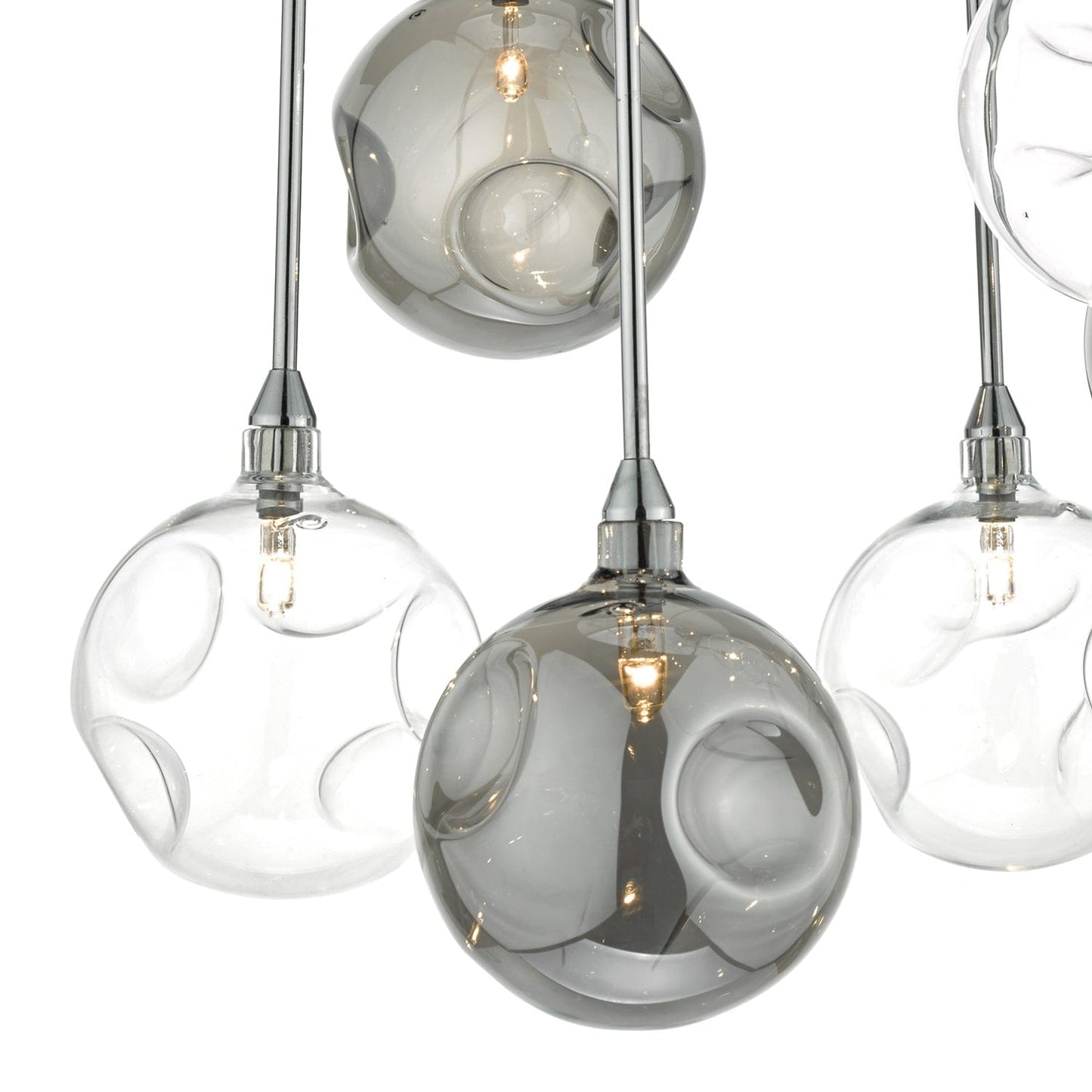 dar lighting Quinn 6 Light Semi Flush Polished Chrome With Smoked & Clear Glass QUI0610