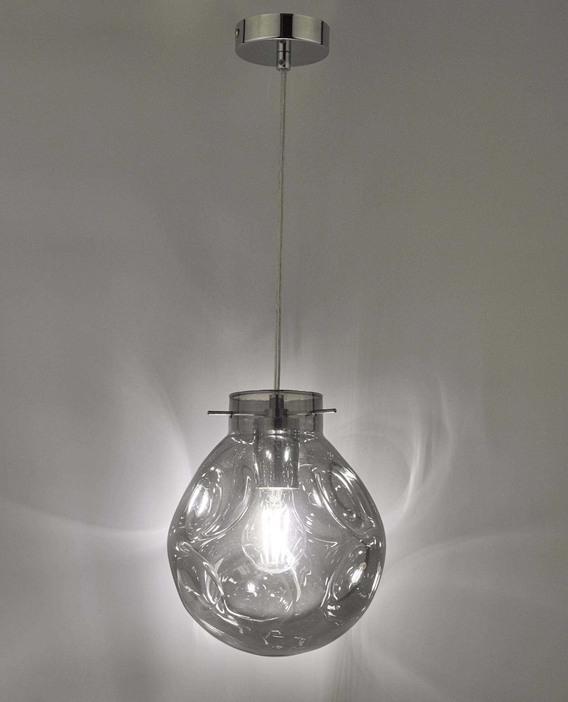 dar lighting Quinn Pendant Polished Chrome & Smoked Glass QUI0110