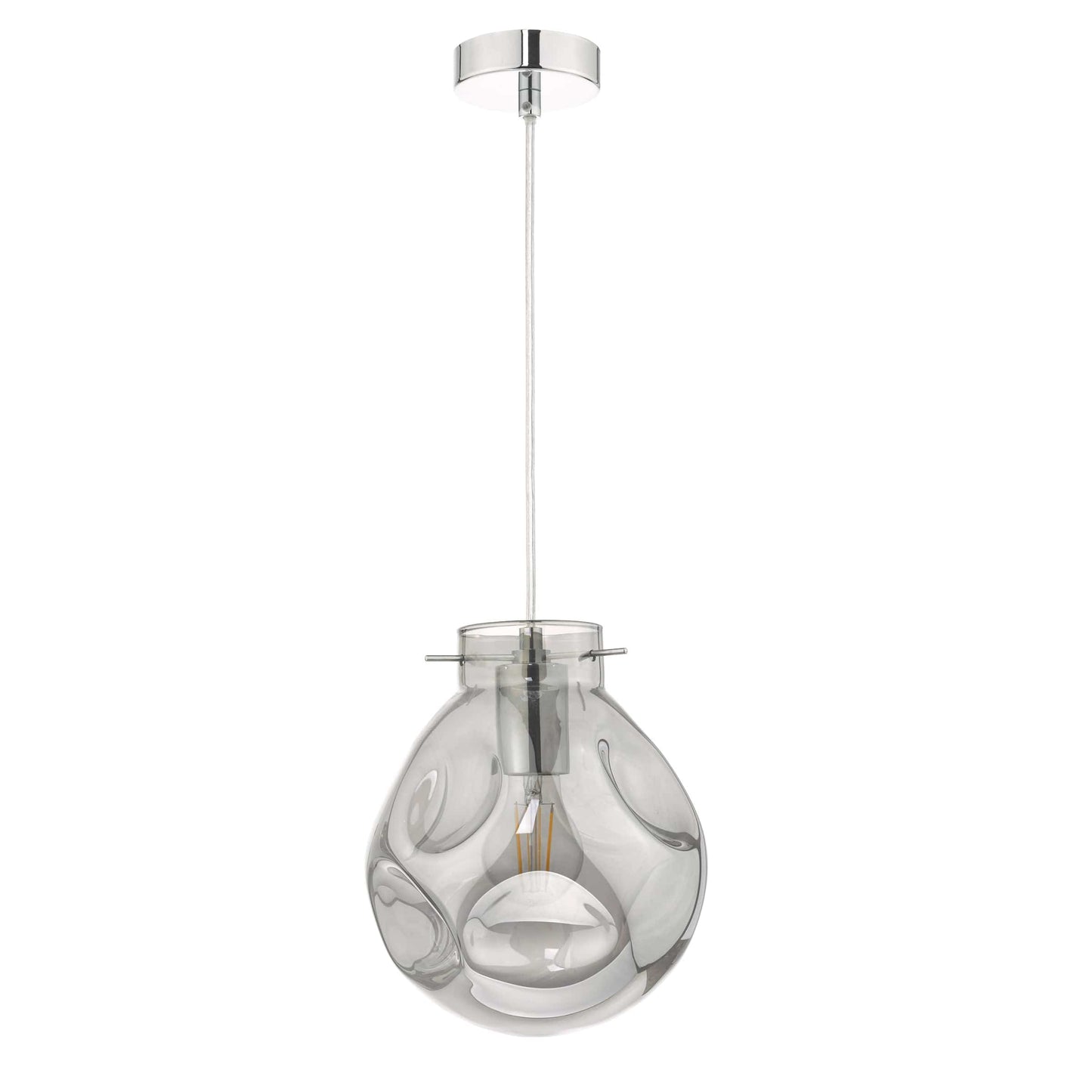 dar lighting Quinn Pendant Polished Chrome & Smoked Glass QUI0110