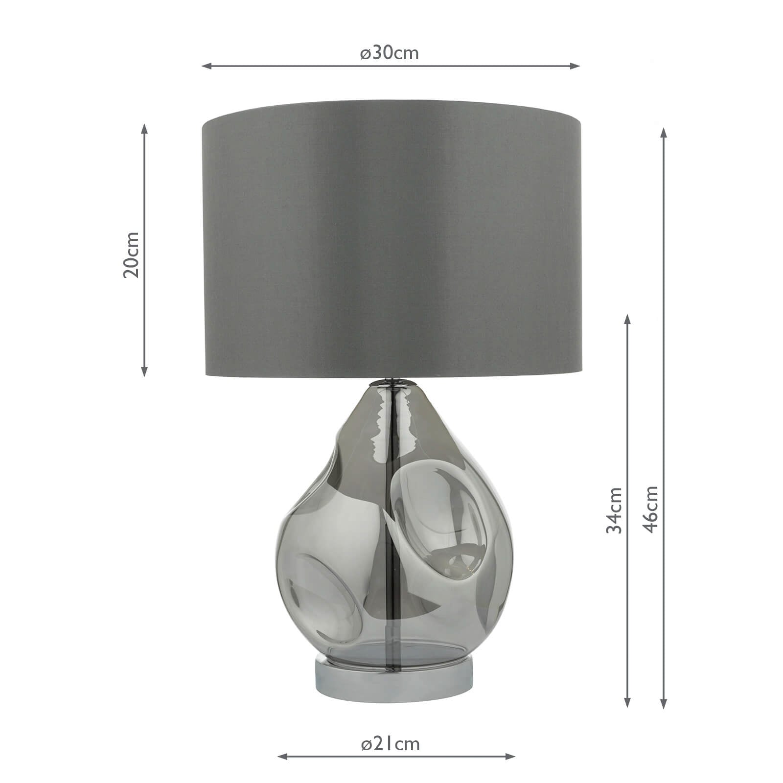 dar lighting Quinn Table Lamp Smoked Glass With Shade QUI4210