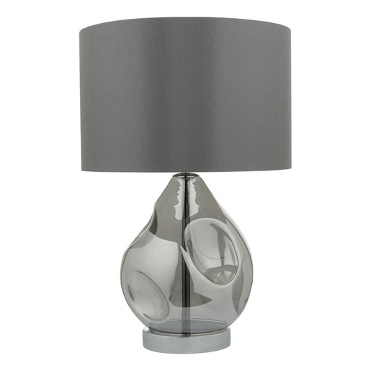 dar lighting Quinn Table Lamp Smoked Glass With Shade QUI4210
