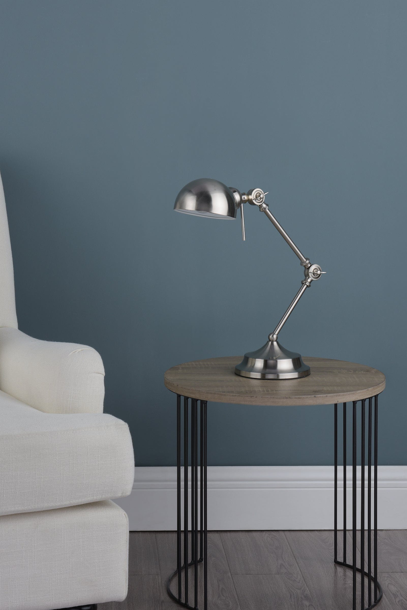 dar lighting Ranger Task Table Lamp Satin Chrome RAN4046