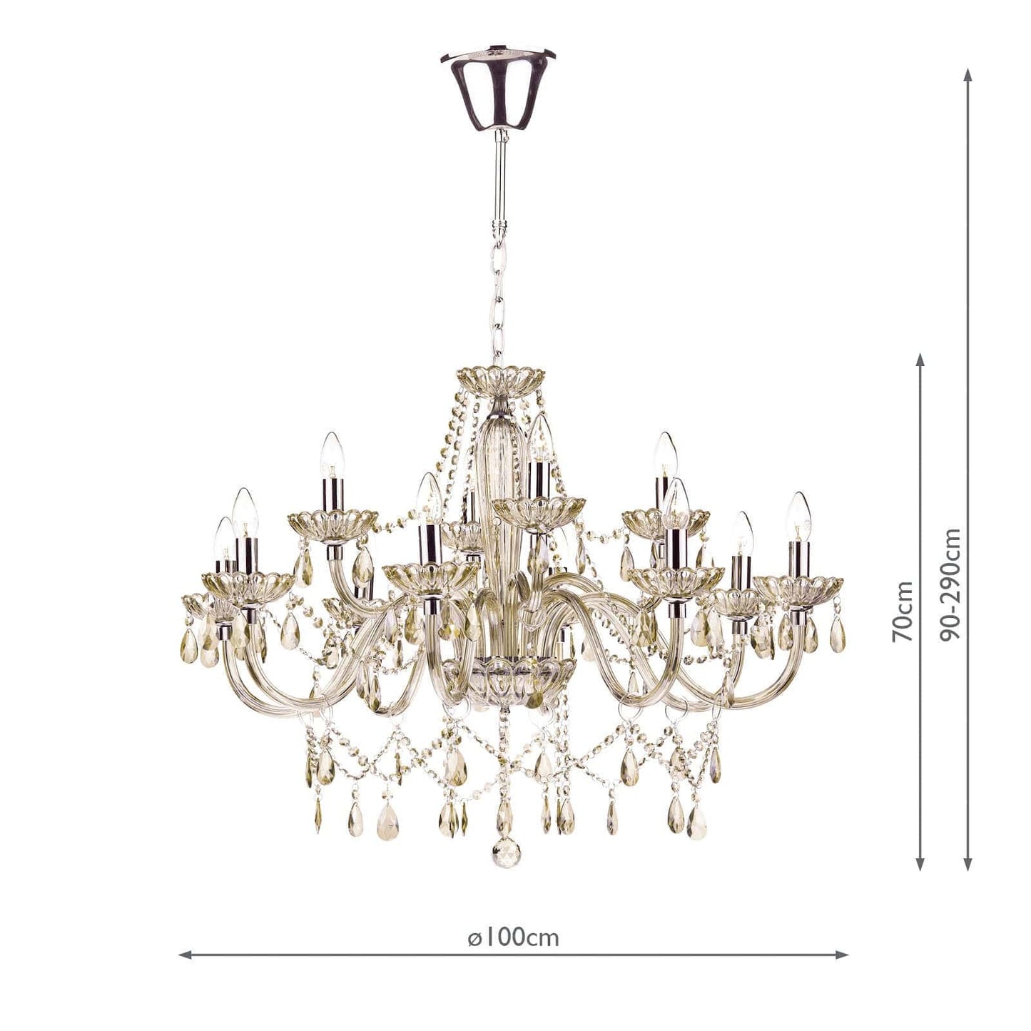 dar lighting Raphael 12 Light Chandelier Champagne Crystal RAP1206