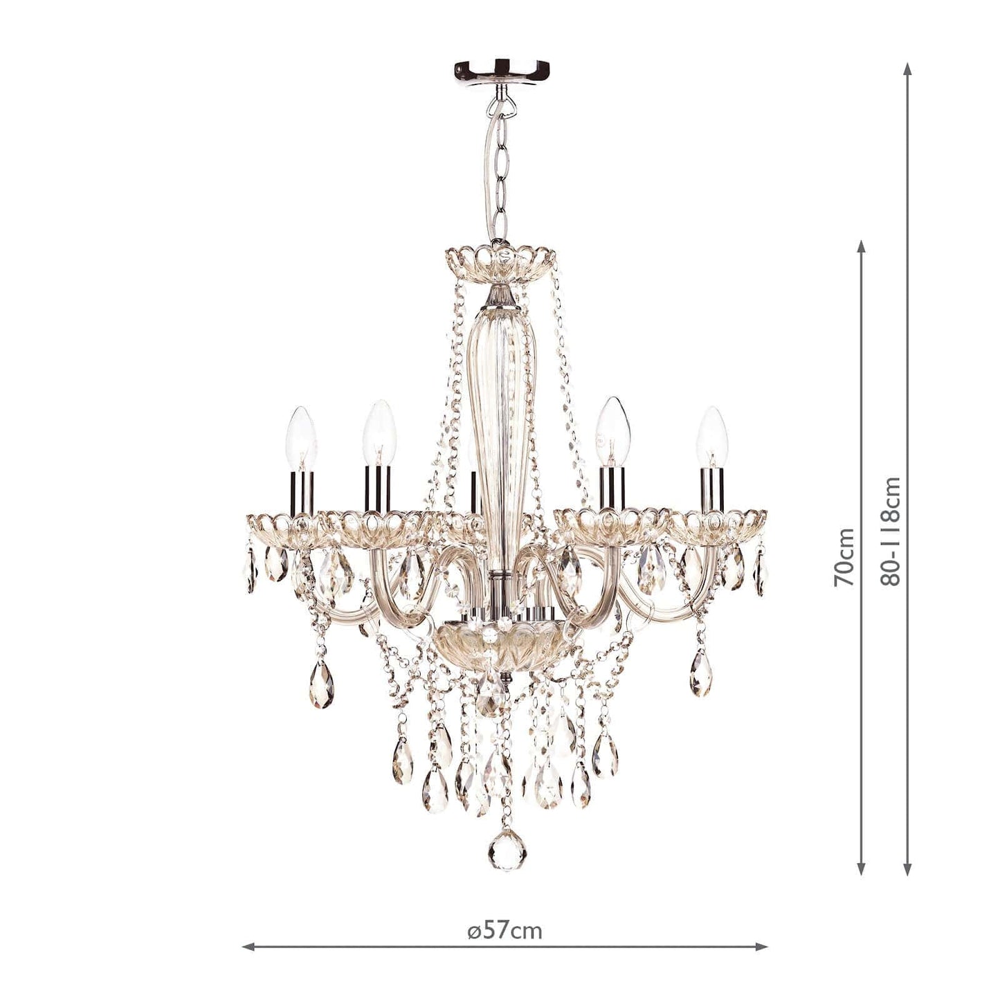 dar lighting Raphael 5 Light Chandelier Champagne Crystal RAP0506