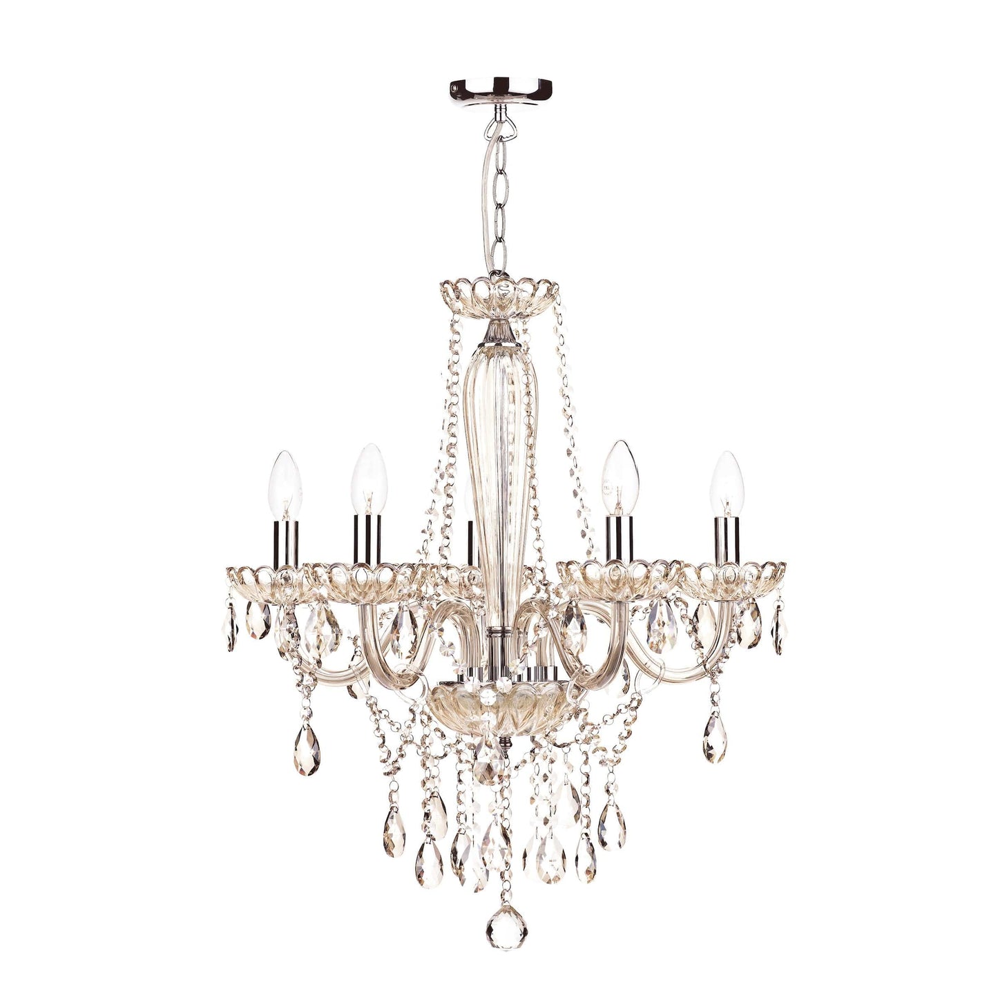 dar lighting Raphael 5 Light Chandelier Champagne Crystal RAP0506