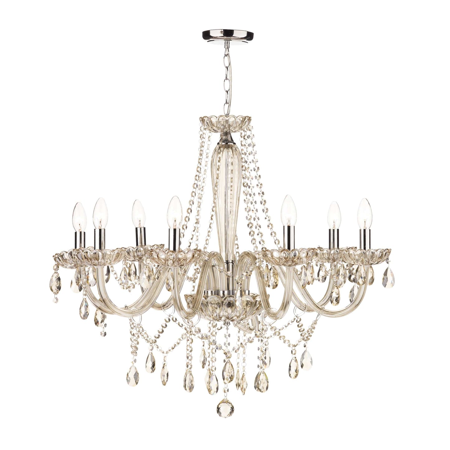 dar lighting Raphael 8 Light Chandelier Champagne Crystal RAP0806