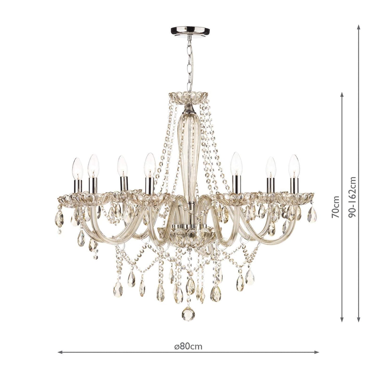 dar lighting Raphael 8 Light Chandelier Champagne Crystal RAP0806