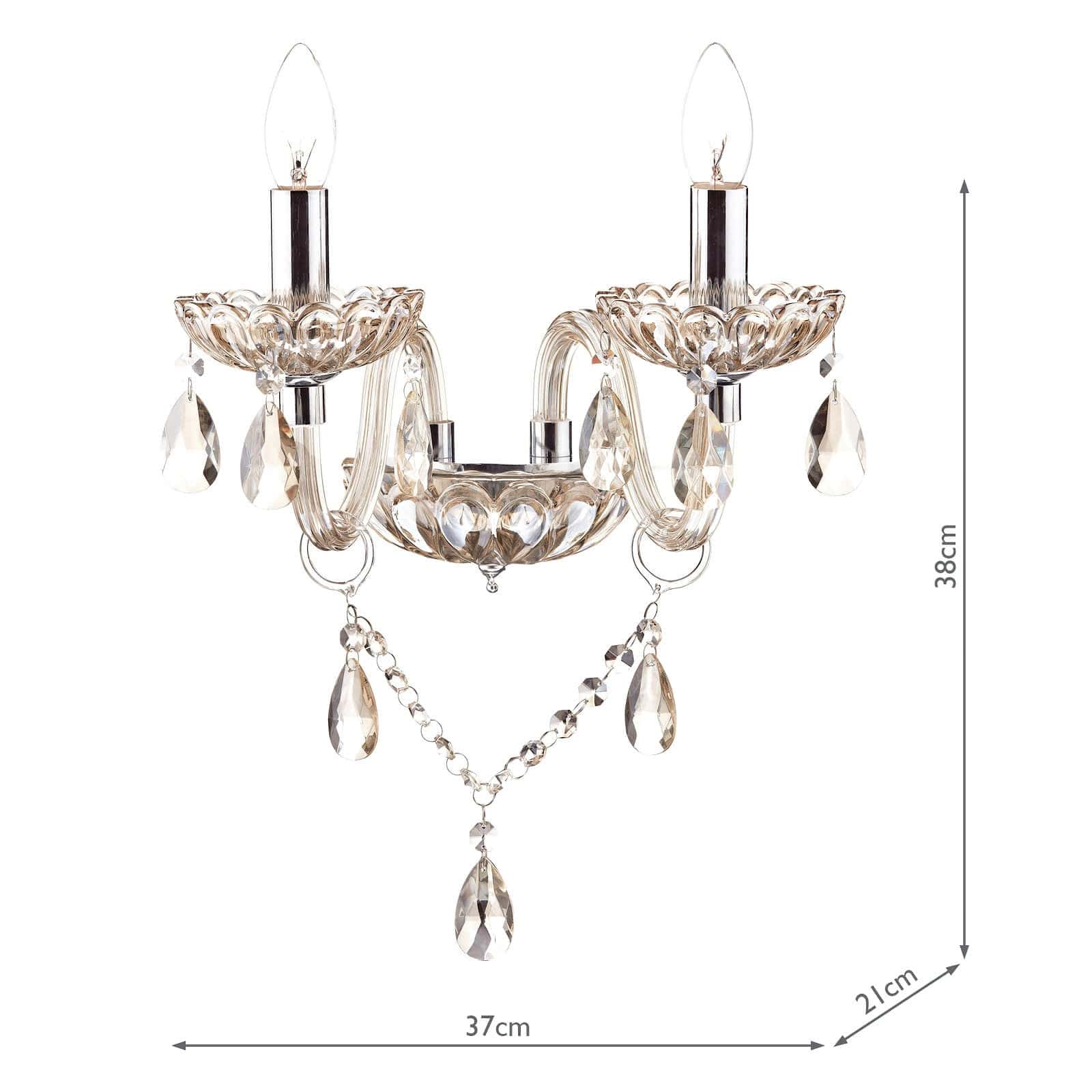 dar lighting Raphael Double Wall Bracket Champagne Crystal RAP0906