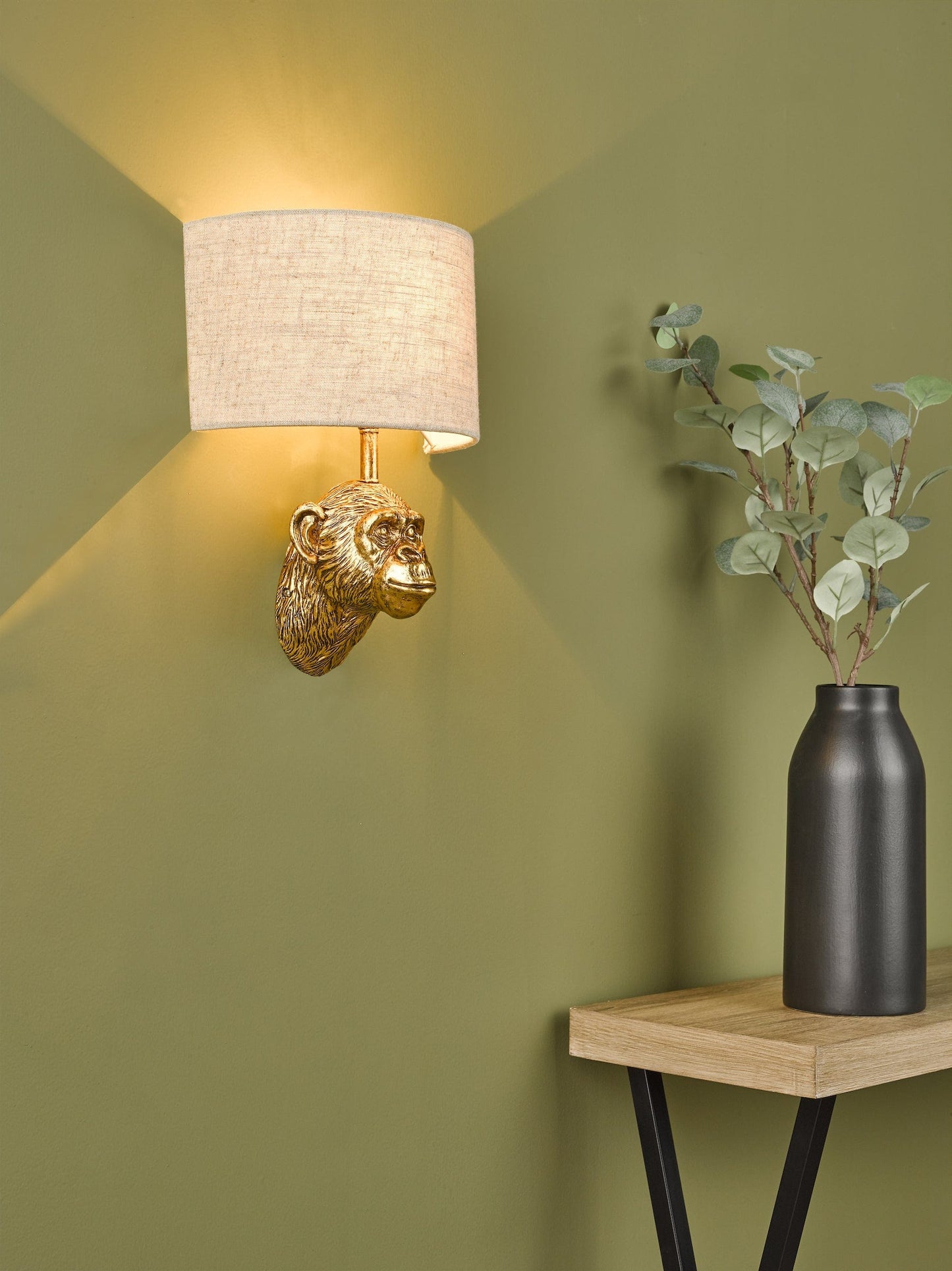 dar lighting Raul Monkey Wall Light Gold With Shade RAU0735