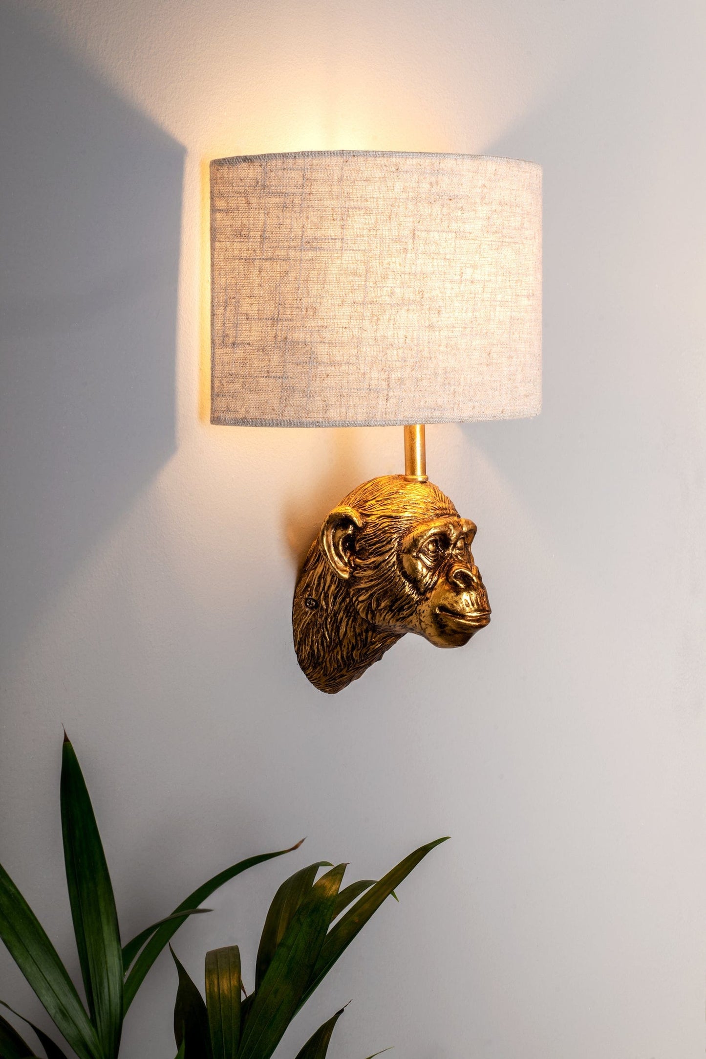 dar lighting Raul Monkey Wall Light Gold With Shade RAU0735