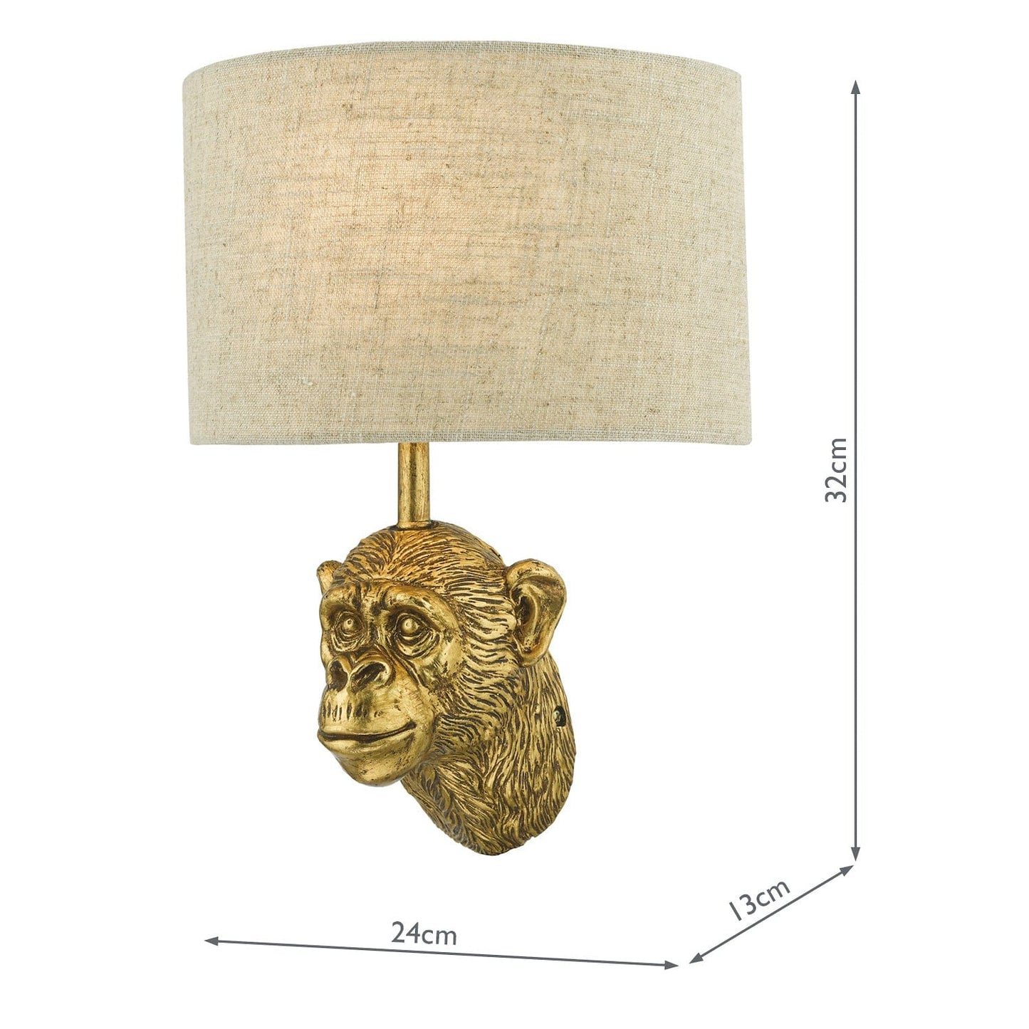 dar lighting Raul Monkey Wall Light Gold With Shade RAU0735