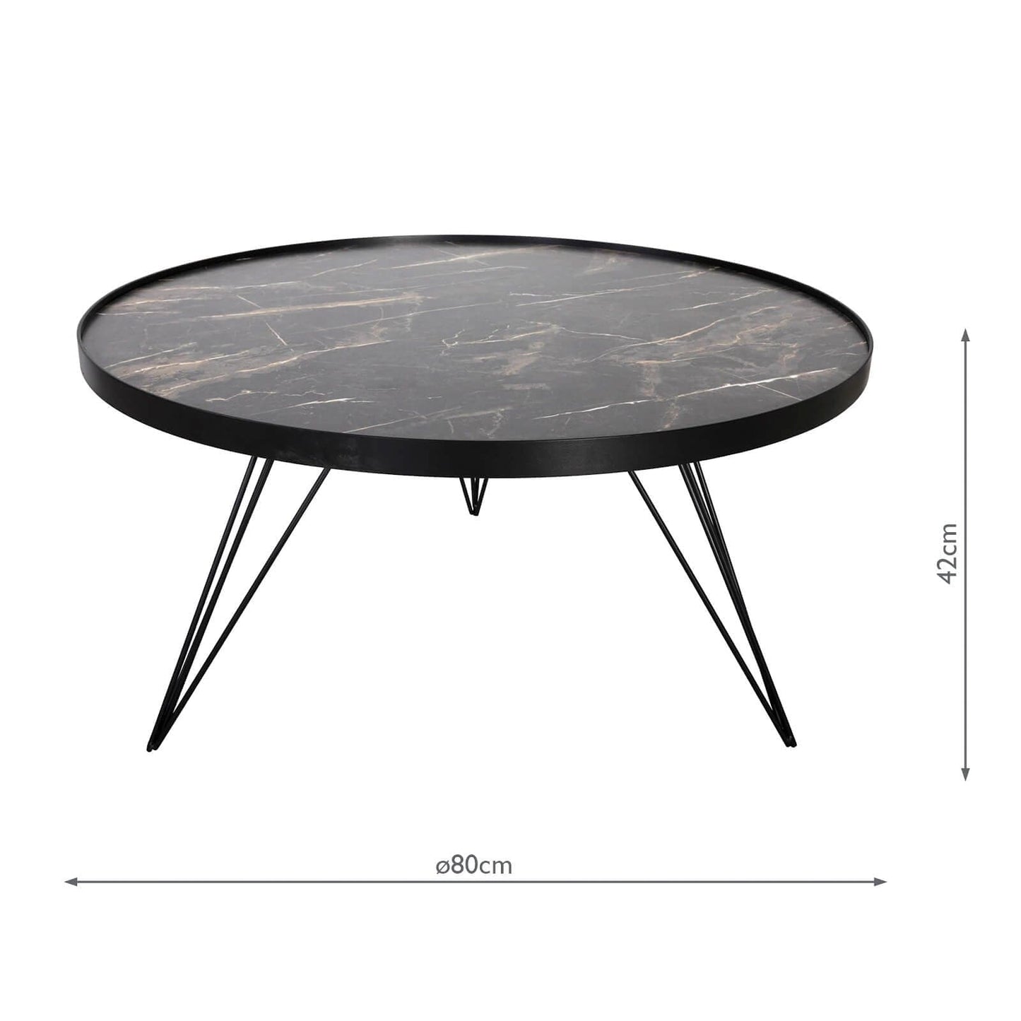 dar lighting Rauma Round Coffee Table Dark Grey Stone Effect 001RAU001