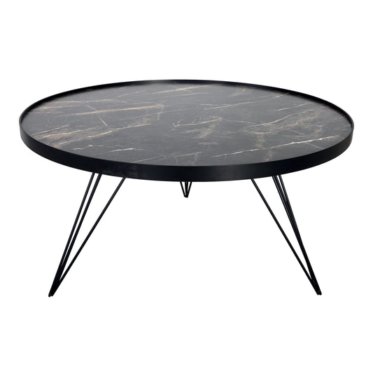 dar lighting Rauma Round Coffee Table Dark Grey Stone Effect 001RAU001