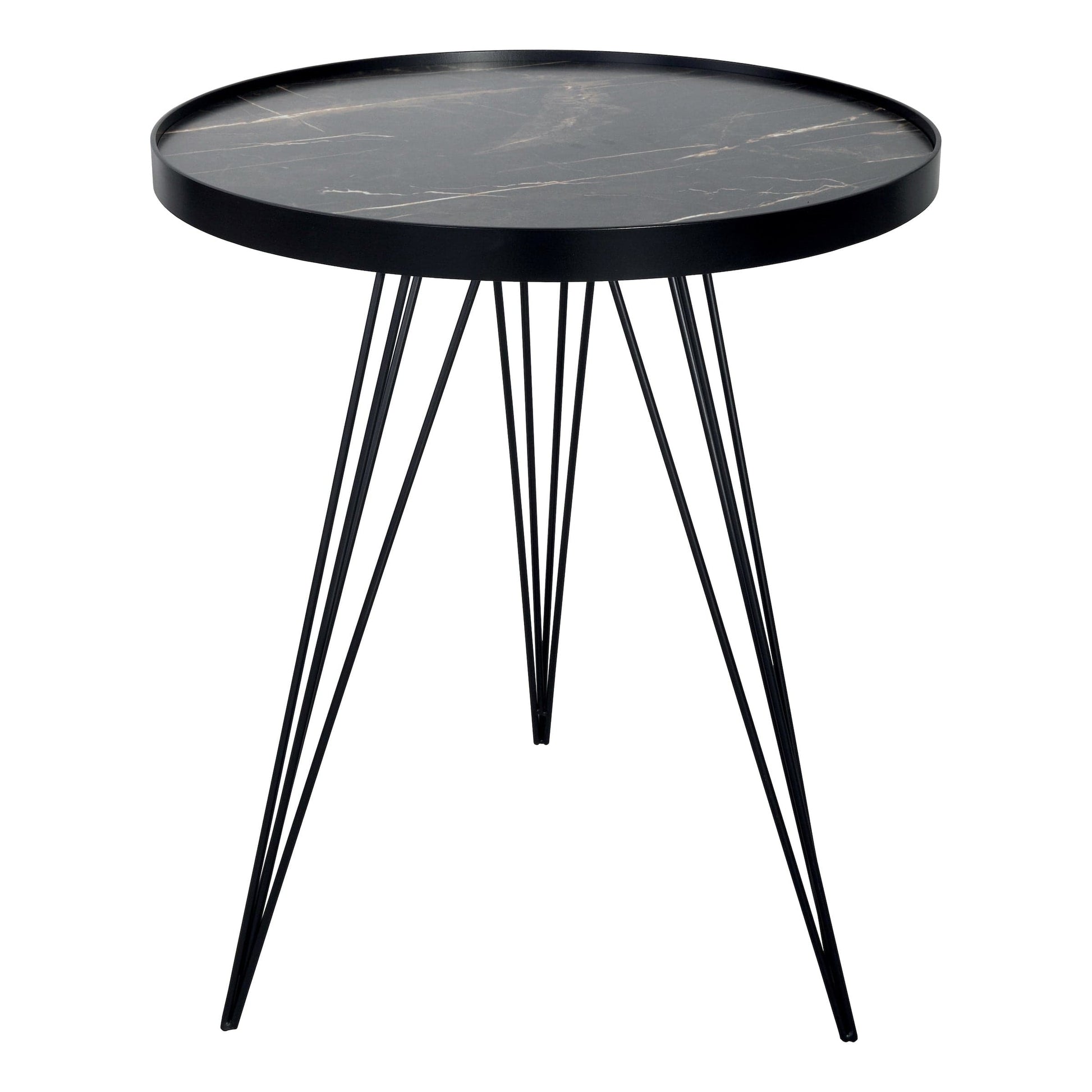 dar lighting Rauma Round Side Table Dark Grey Stone Effect 001RAU002