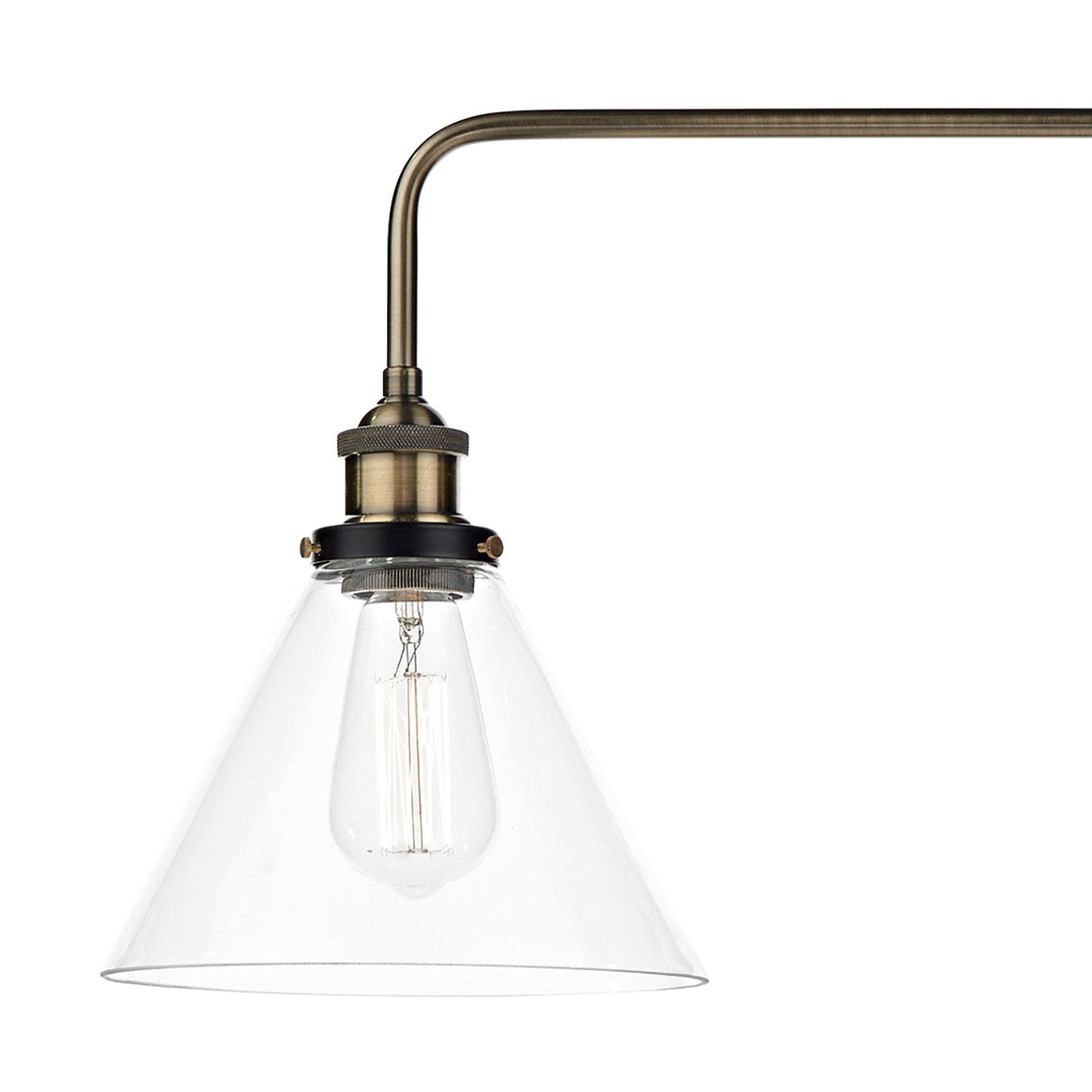 dar lighting Ray 3 Light Bar Pendant Antique Brass Clear RAY0375