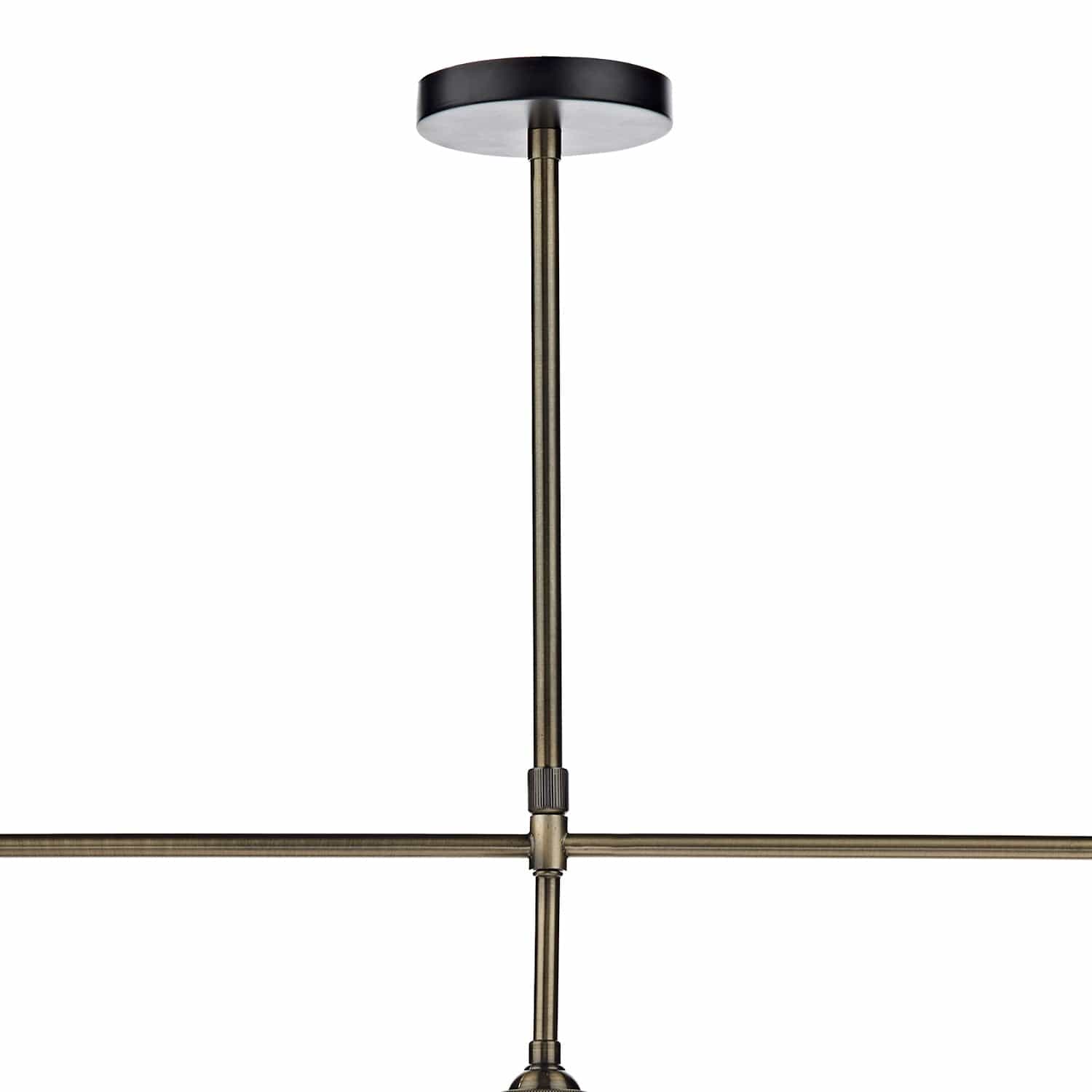 dar lighting Ray 3 Light Bar Pendant Antique Brass Clear RAY0375