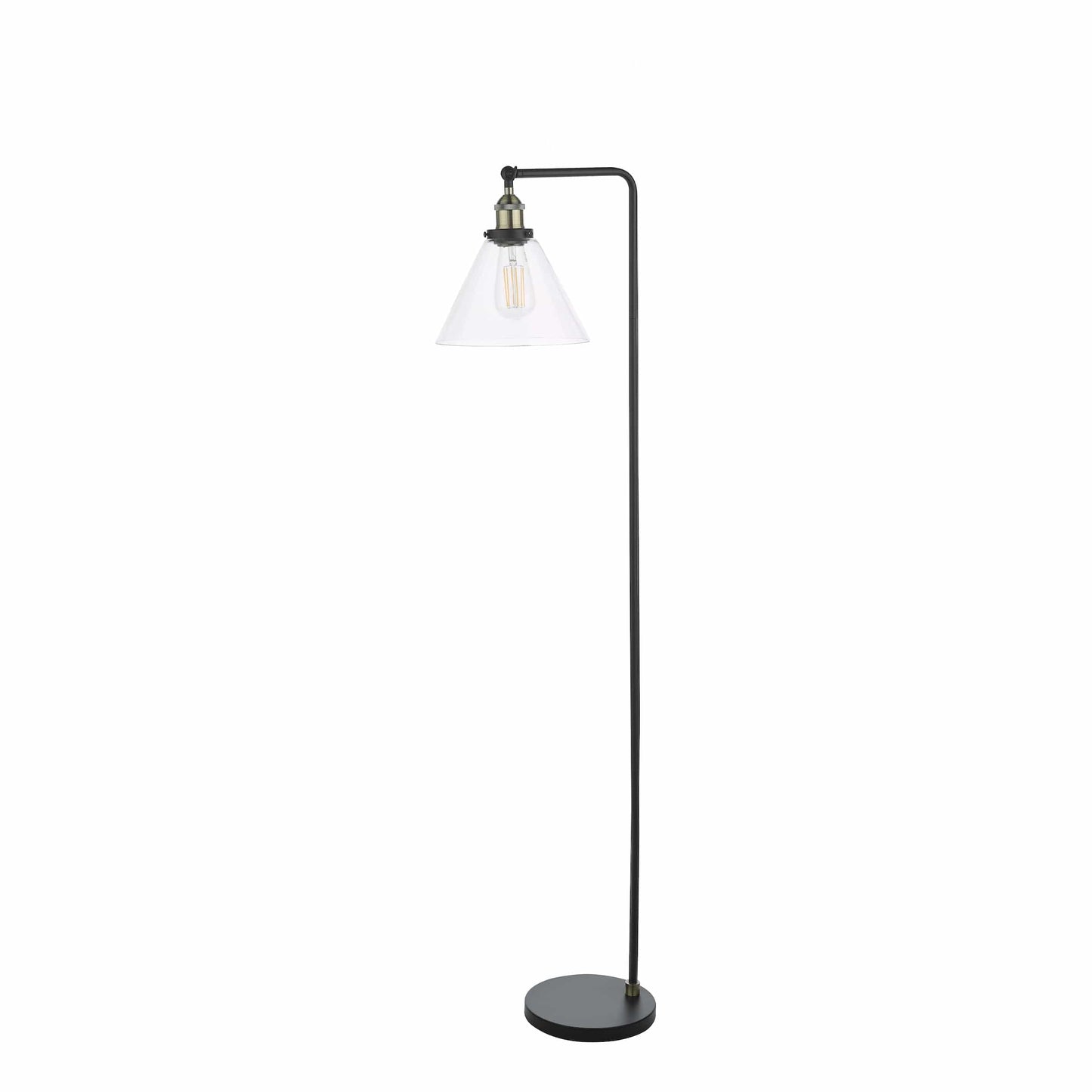 dar lighting Ray Floor Lamp Antique Brass and Glass RAY4975