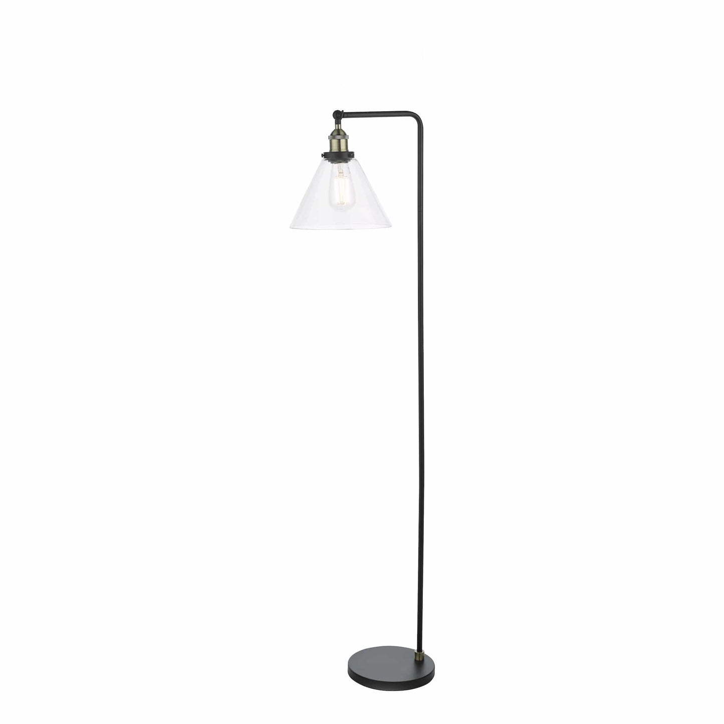 dar lighting Ray Floor Lamp Antique Brass and Glass RAY4975