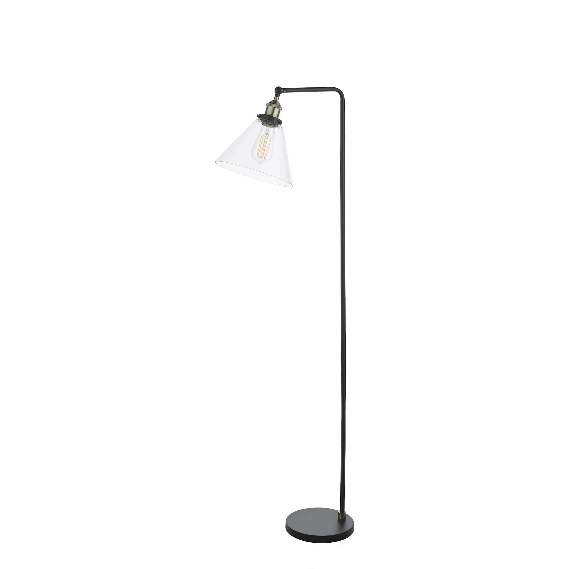 dar lighting Ray Floor Lamp Antique Brass and Glass RAY4975