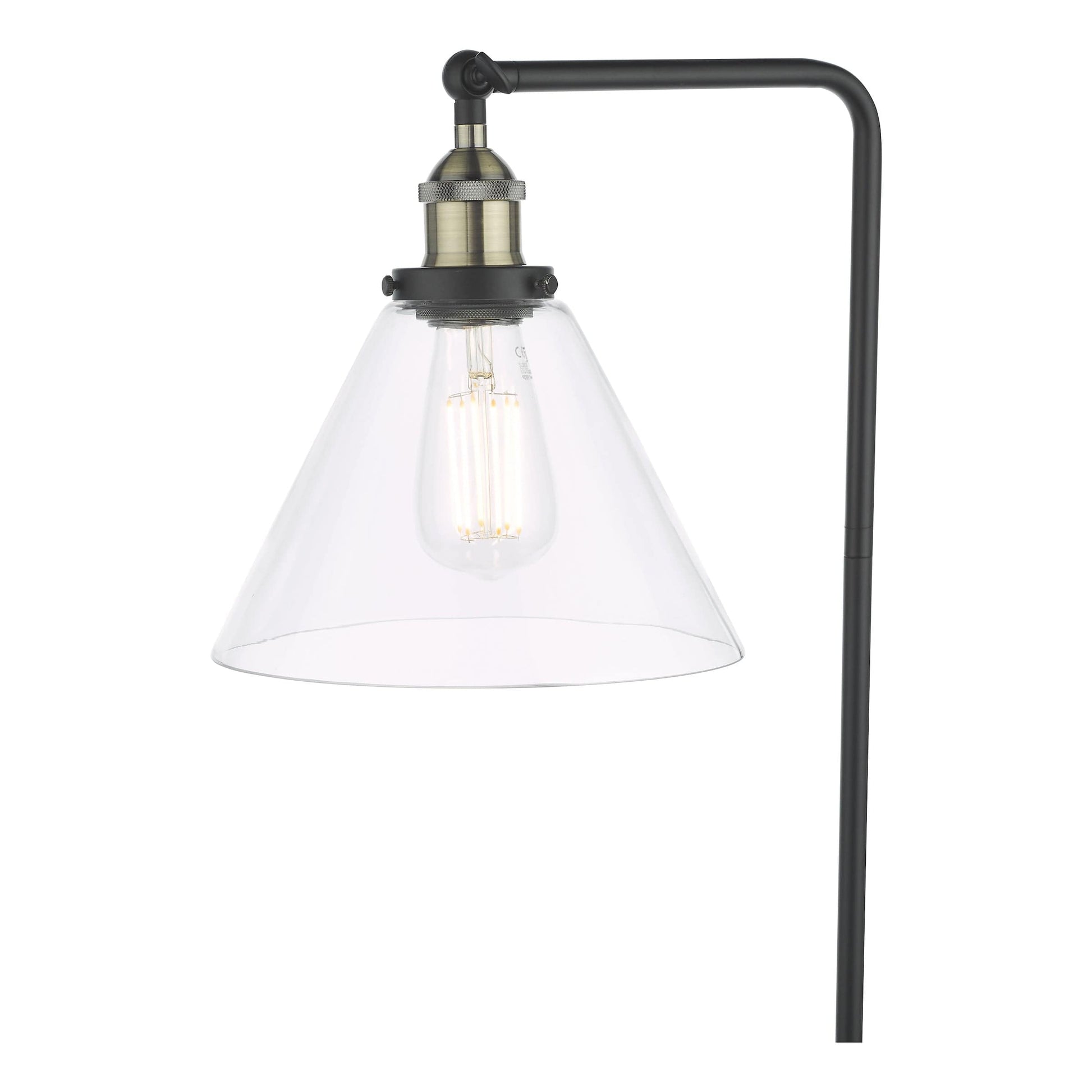 dar lighting Ray Floor Lamp Antique Brass and Glass RAY4975