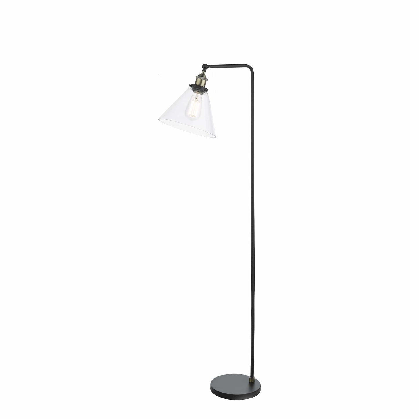 dar lighting Ray Floor Lamp Antique Brass and Glass RAY4975